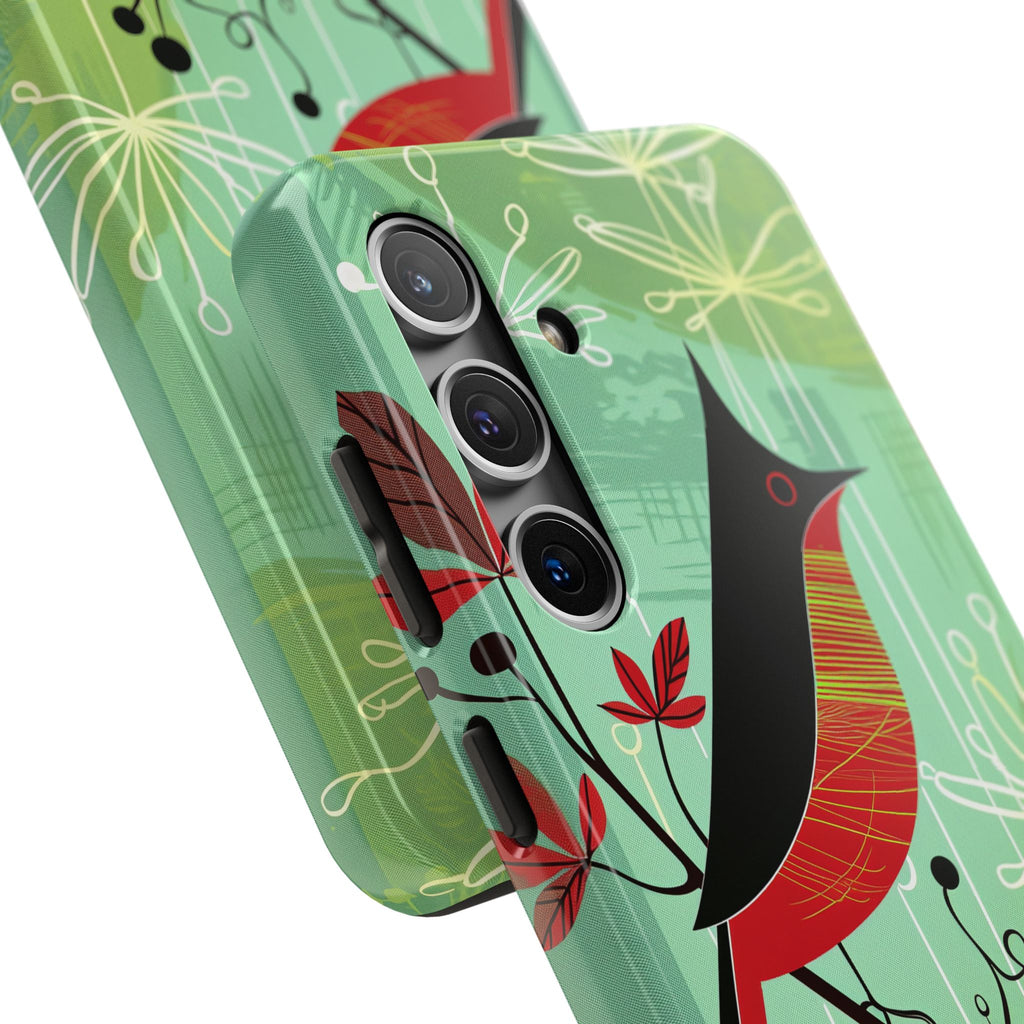 Mid Century Modern Animal Phone Case, Atomic Birds, Bird Iphone Case,Earth Tone Colors, Retro Style Smartphone Cover, iphone 14 Case, Apple