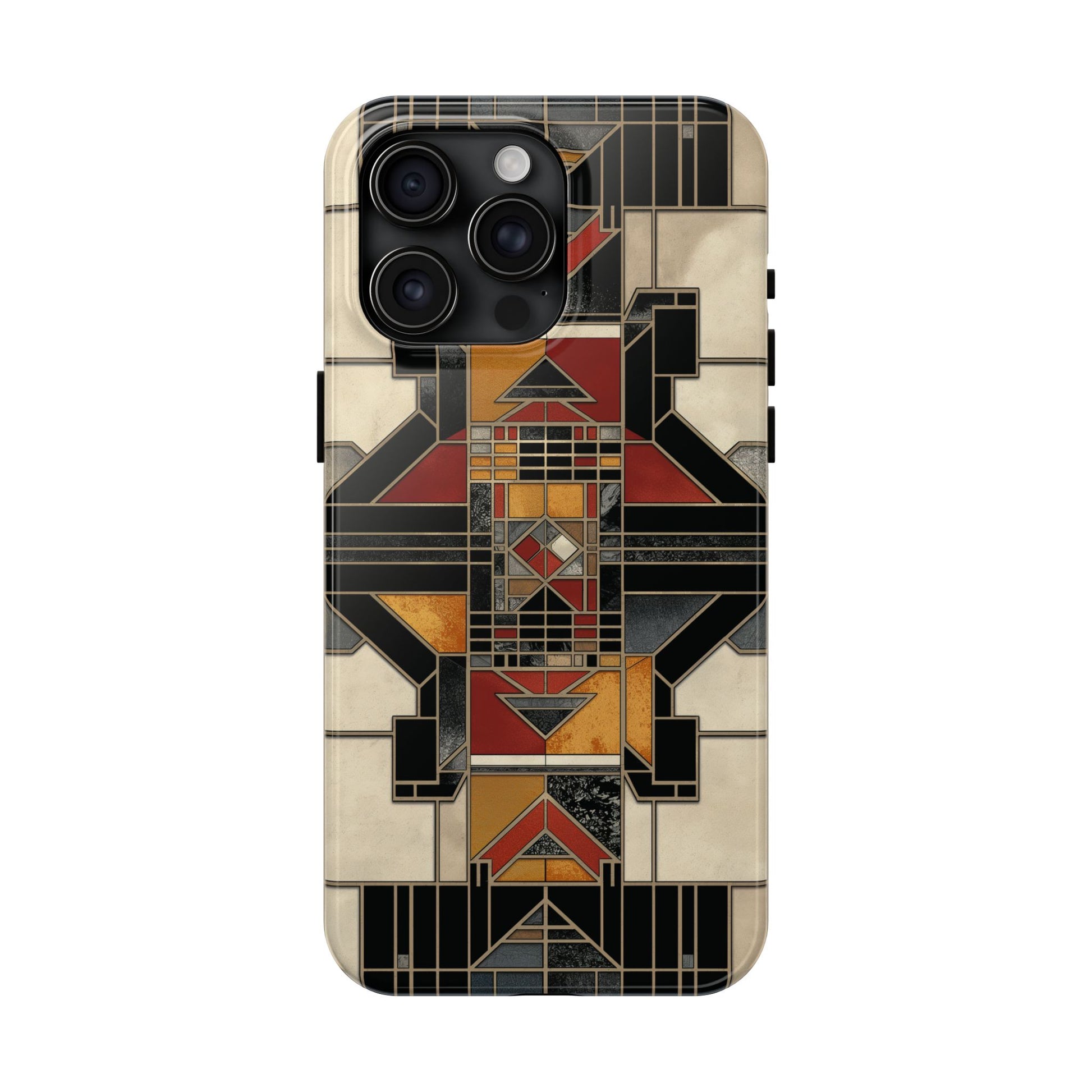 Frank Lloyd Wright Inspired Stained Glass Phone Case - Geometric Elegance for iPhone Models