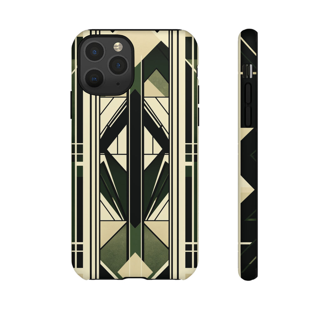 Dark Green Frank Lloyd Wright Inspired Phone Case Geometric Stained Glass Art Deco Marble Gold 13 14 15 16 iPhone Pro Max Galaxy Pixel