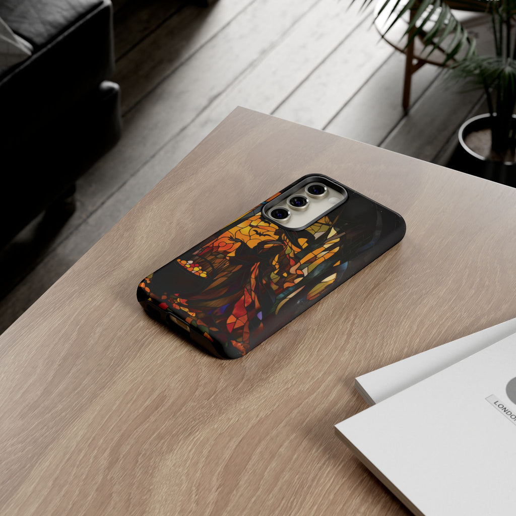 Halloween Witch Stained Glass Effect Dark Academia Spooky Fall Witchy Pumpkin Bats Seasonal Fall Mosaic Case iPhone 13 14 15 16 Pro Max