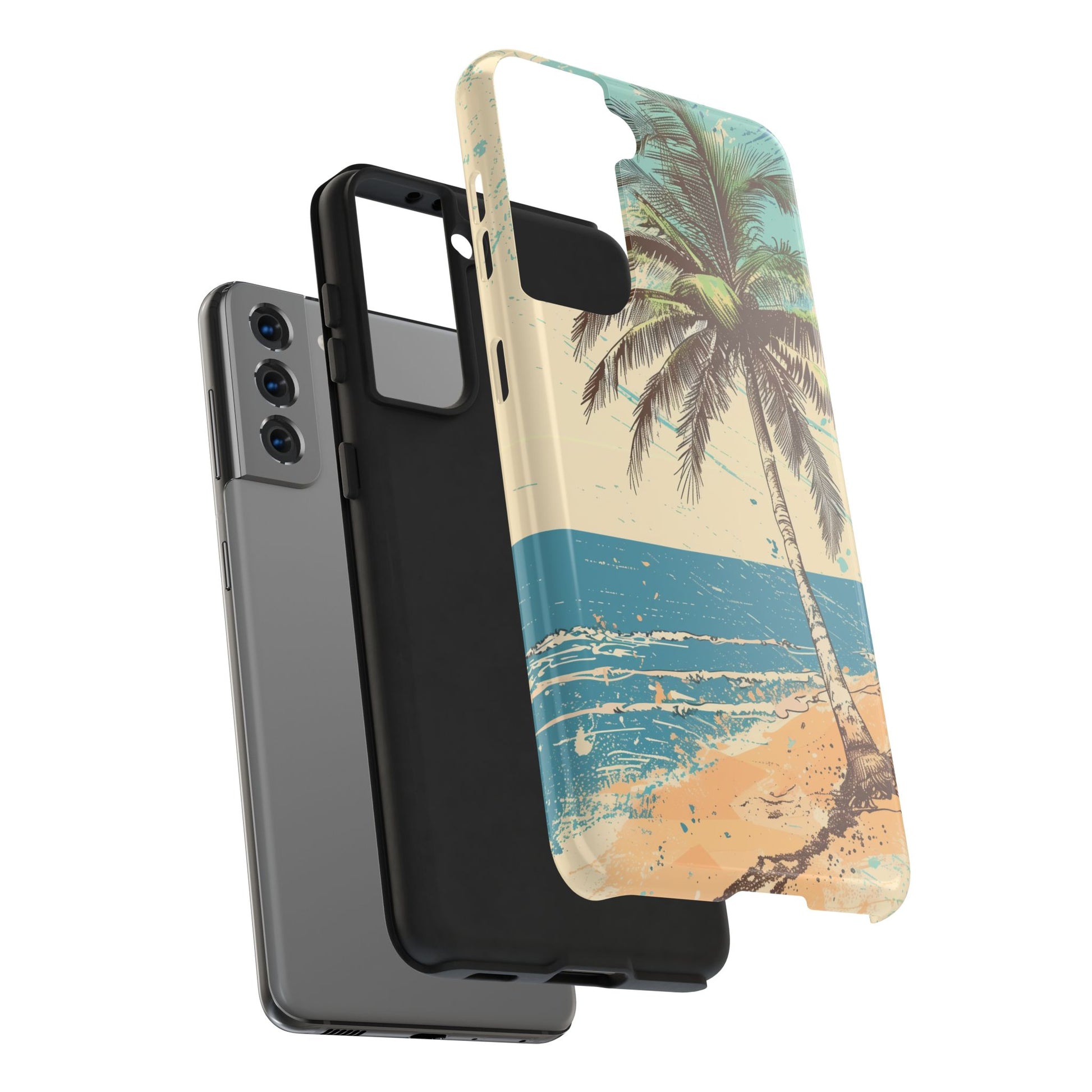 Retro Beach Scene Phone Case, Vintage Tropical Ocean iPhone Case, Summer Beach Phone Cover for iPhone, iphone 15 pro max