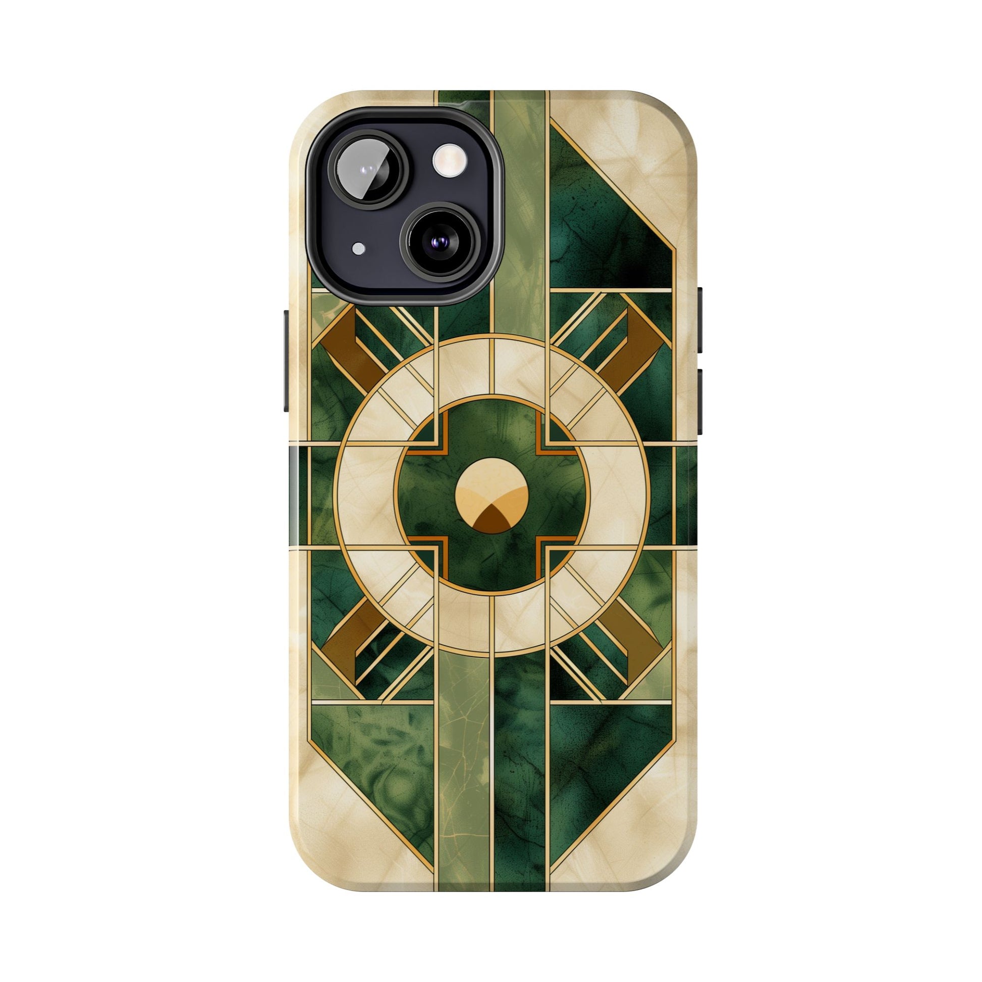 Green Frank Lloyd Wright Inspired Phone Case - Geometric Elegance for iPhone Models