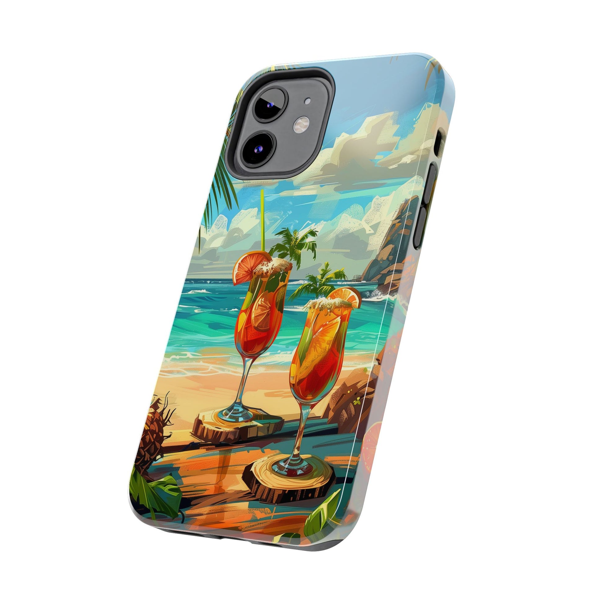 Retro Beach Scene Phone Case, Vintage Tropical Ocean iPhone Case, Summer Beach Phone Cover for iPhone, iphone 15 pro max