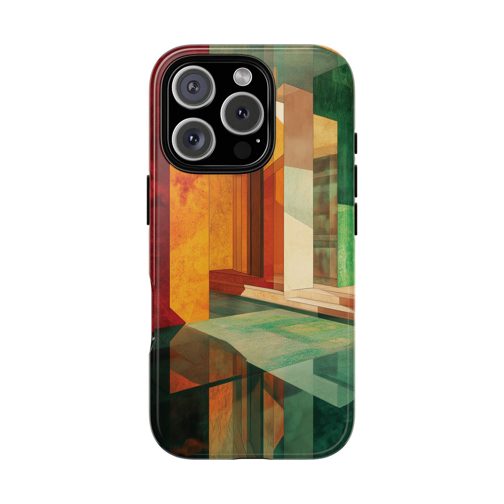 Art Deco Frank Lloyd Wright Inspired Usonian Phone Case Geometric Stained Glass Art Deco Marble Gold 13 14 15 16 iPhone Pro Max Galaxy Pixel