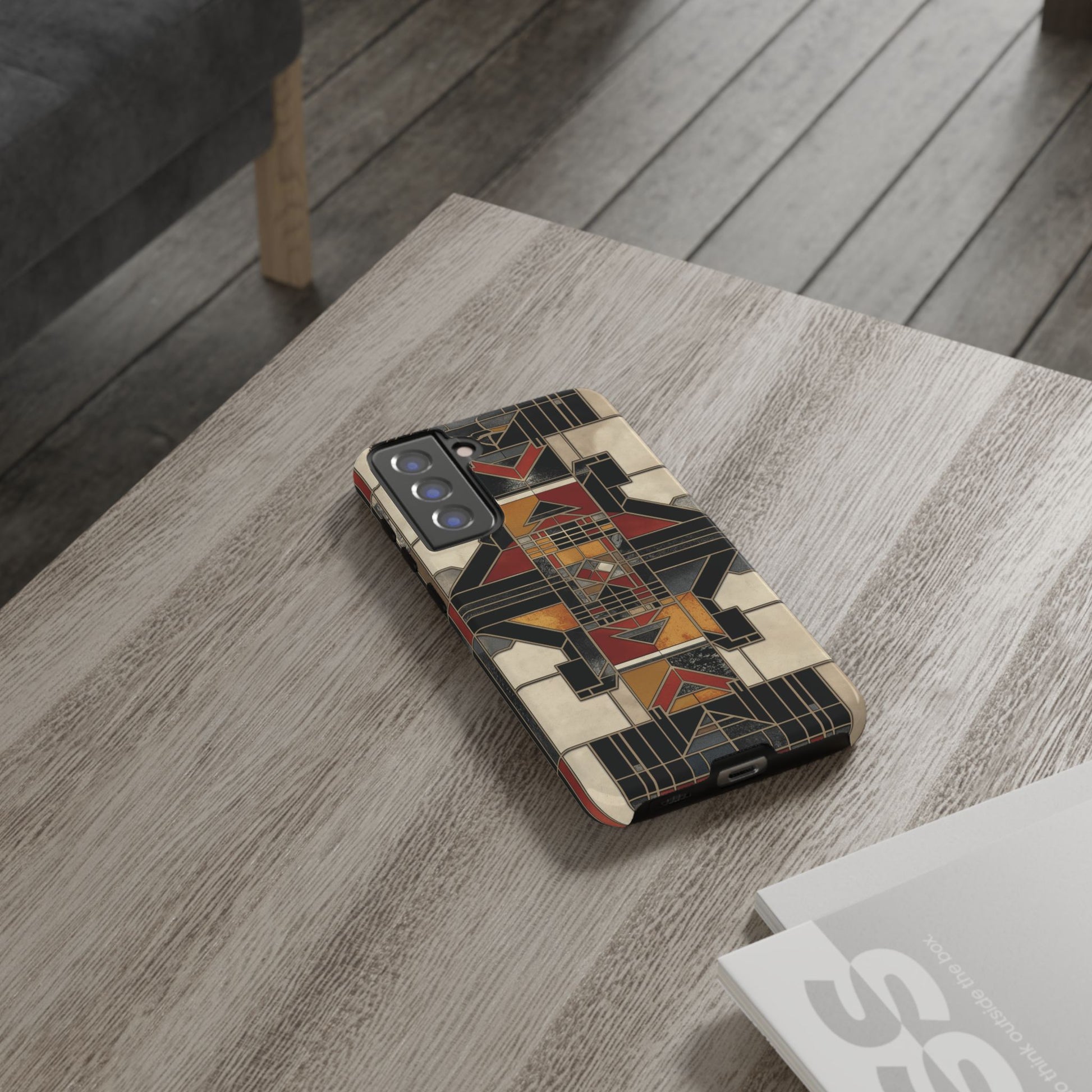 Stained Glass Art Deco Southwest Prairie Style Frank Lloyd Phone Case Geometric Marble Gold 13 14 15 16 iPhone Pro Max Galaxy Pixel
