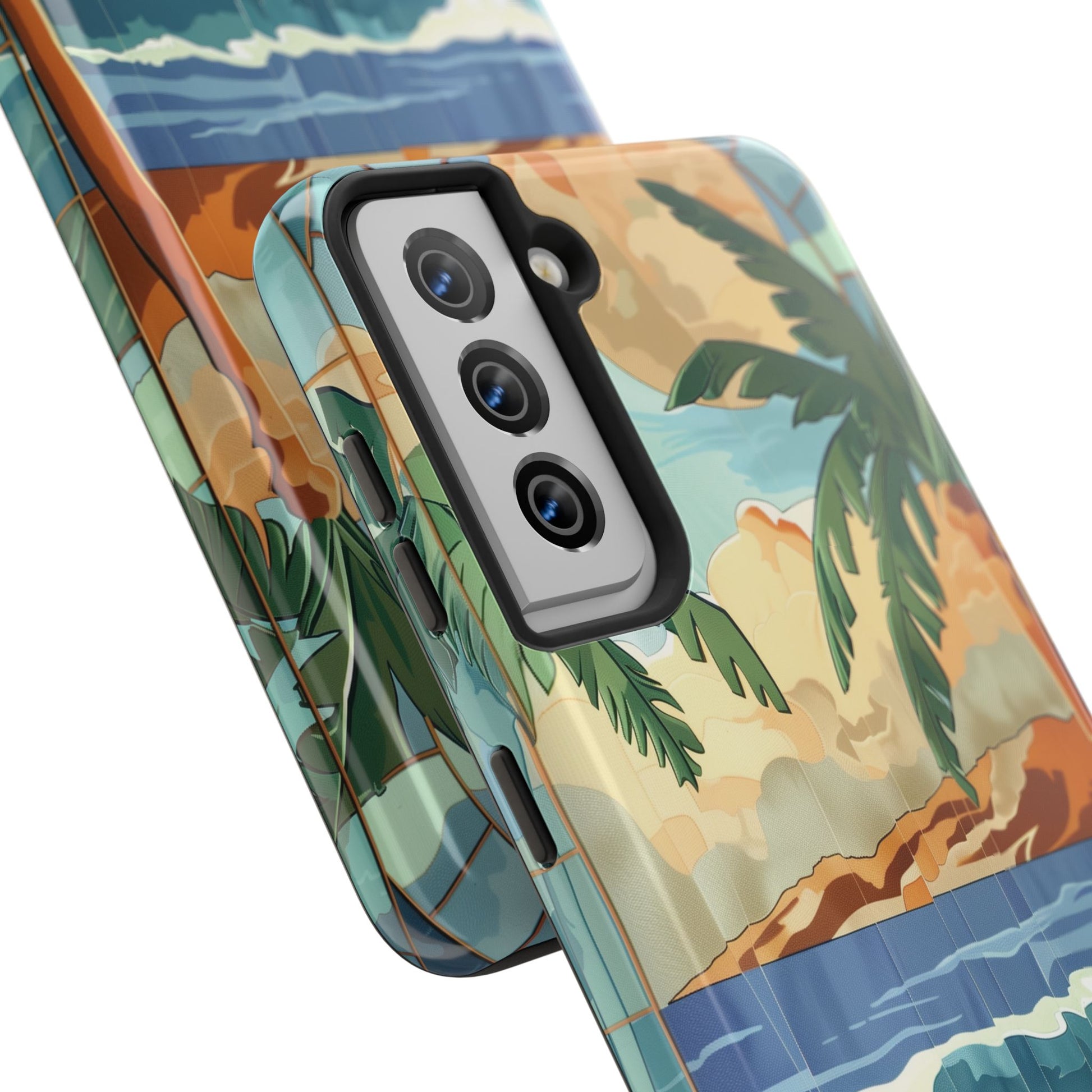 Retro Beach Scene Phone Case, Vintage Tropical Ocean iPhone Case, Summer Beach Phone Cover for iPhone, iphone 15 pro max