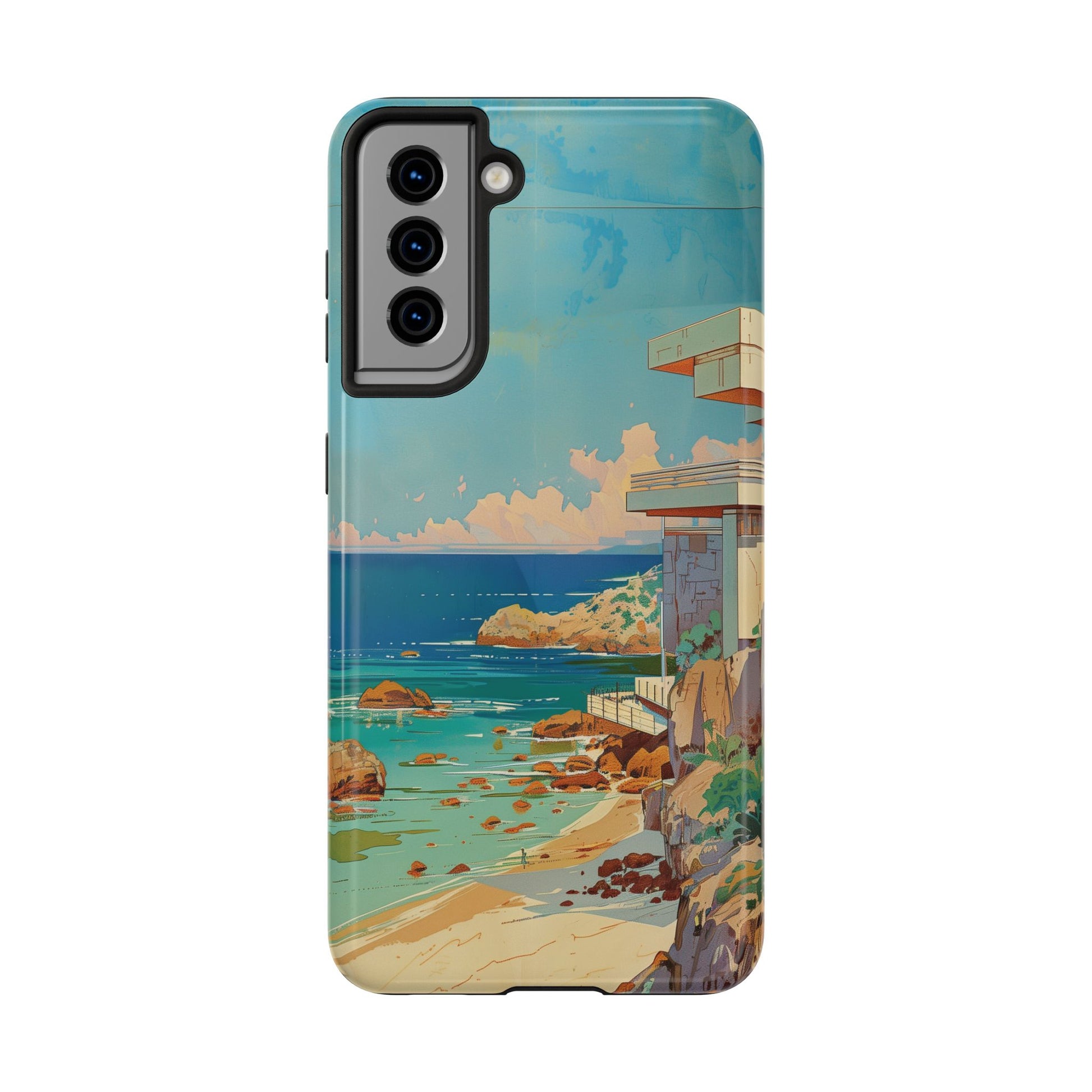 Retro Beach Scene Phone Case, Vintage Tropical Ocean iPhone Case, Summer Beach Phone Cover for iPhone, iphone 15 pro max