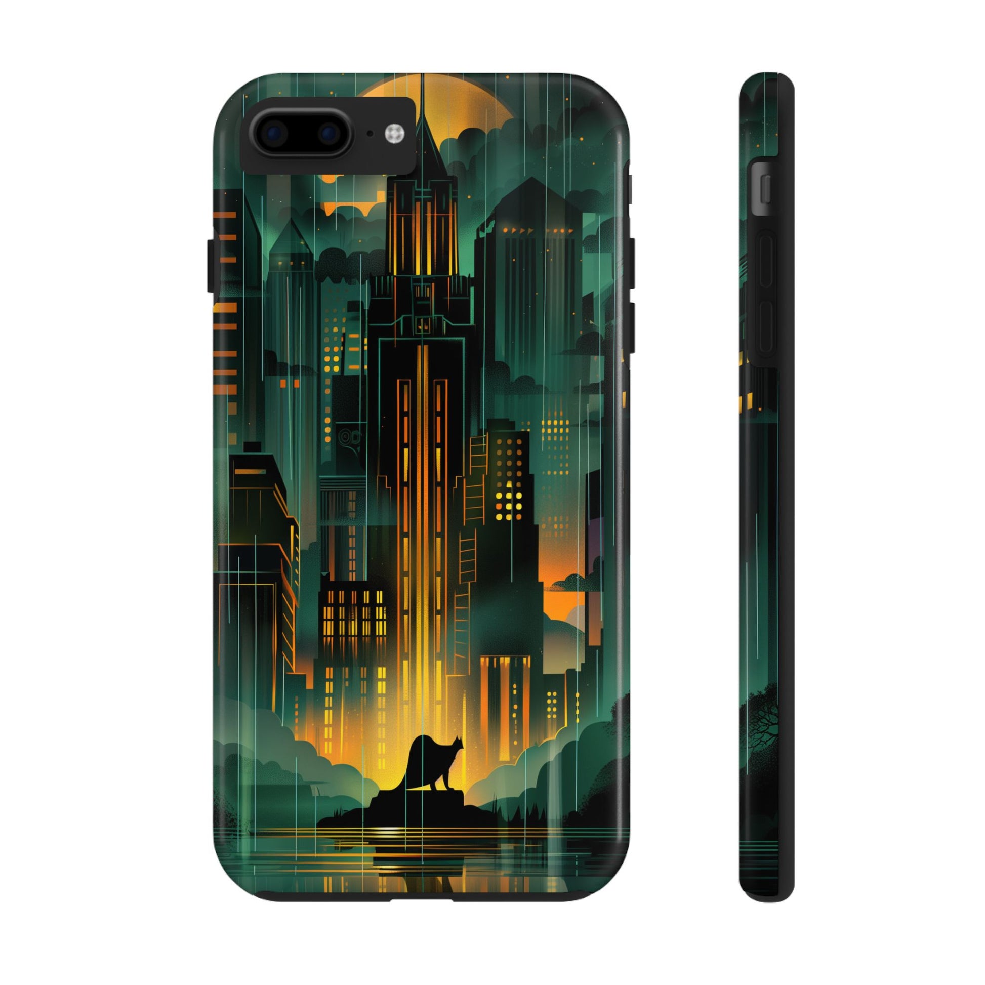 Nighttime Batman Phone Case - Gotham Art Deco Style - Noir Inspired Phone Cover - Dark Knight Accessory