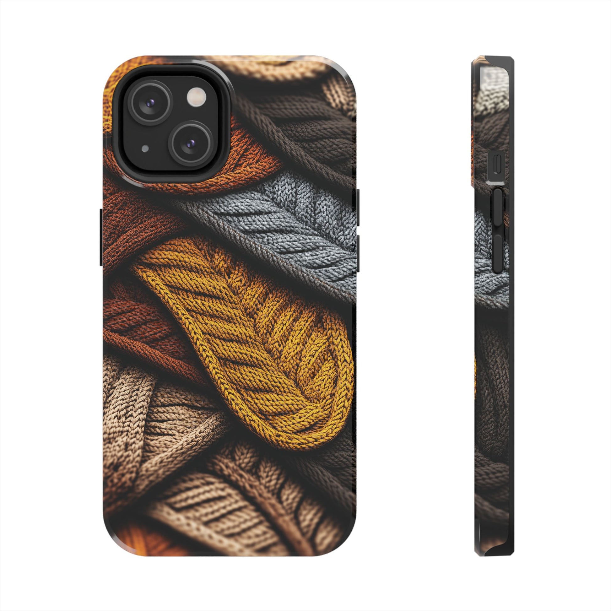 Cottagecore Fall Knit Sweater Cozy Phone Case Boho Embroidered Fall Colors Phone Cover for iPhone 13 14 15 Pro, Samsung Galaxy S22 S23