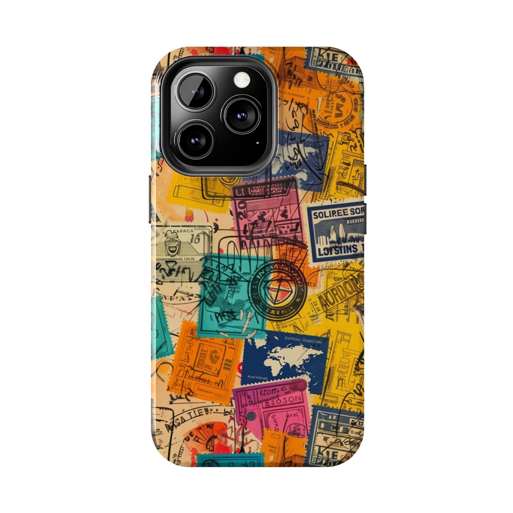 Travel Stamps Tough Case - Durable iPhone case Vintage Travel Stamps Design - Adventure Inspired Case - Protective Global Destination Prints