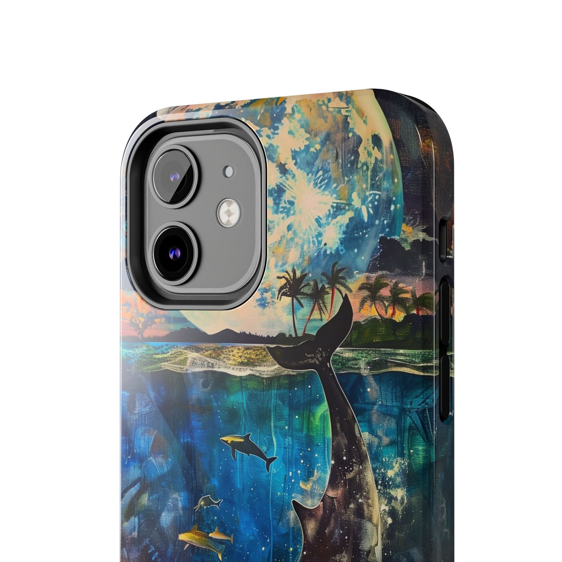 Abstract Moonlit Whale Underwater Phone Case - Durable and Stunning Protective Cover