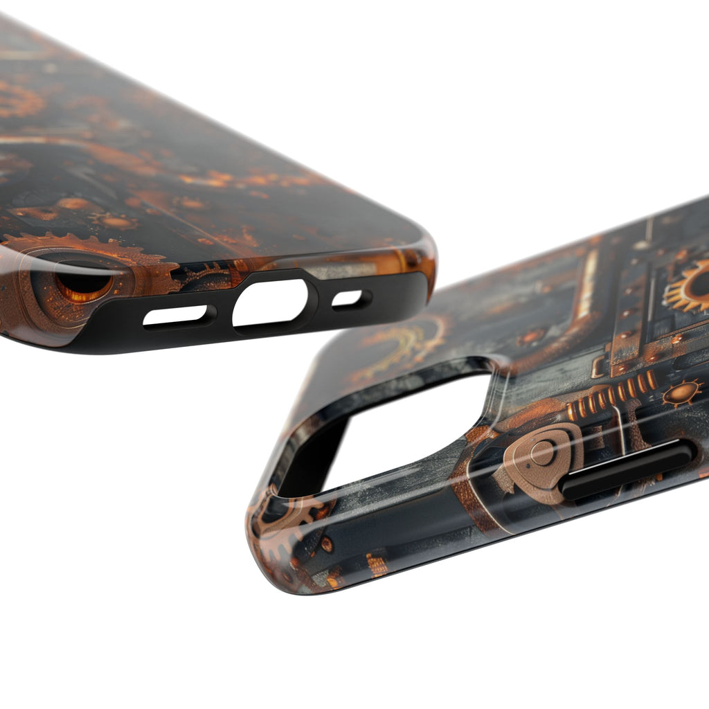 Steampunk Phone Case - Industrial Style Cover with Pipes and Cogs - Unique Steampunk Accessory for Your Phone