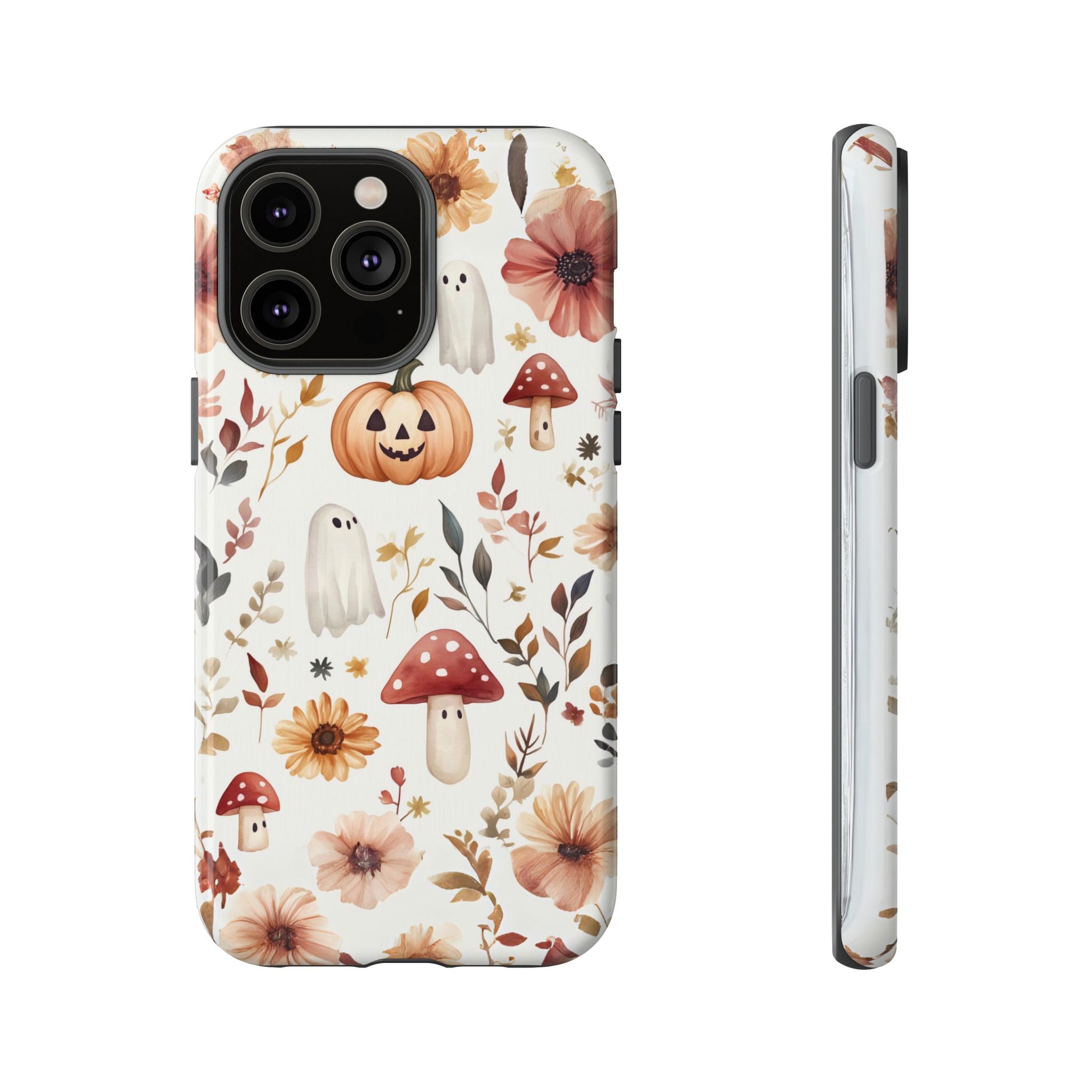 Cottagecore Fall Floral Phone Case for iPhone Samsung Pixel Autumn Pumpkin Tough Case iPhone 16 15 14 13 Pro Max