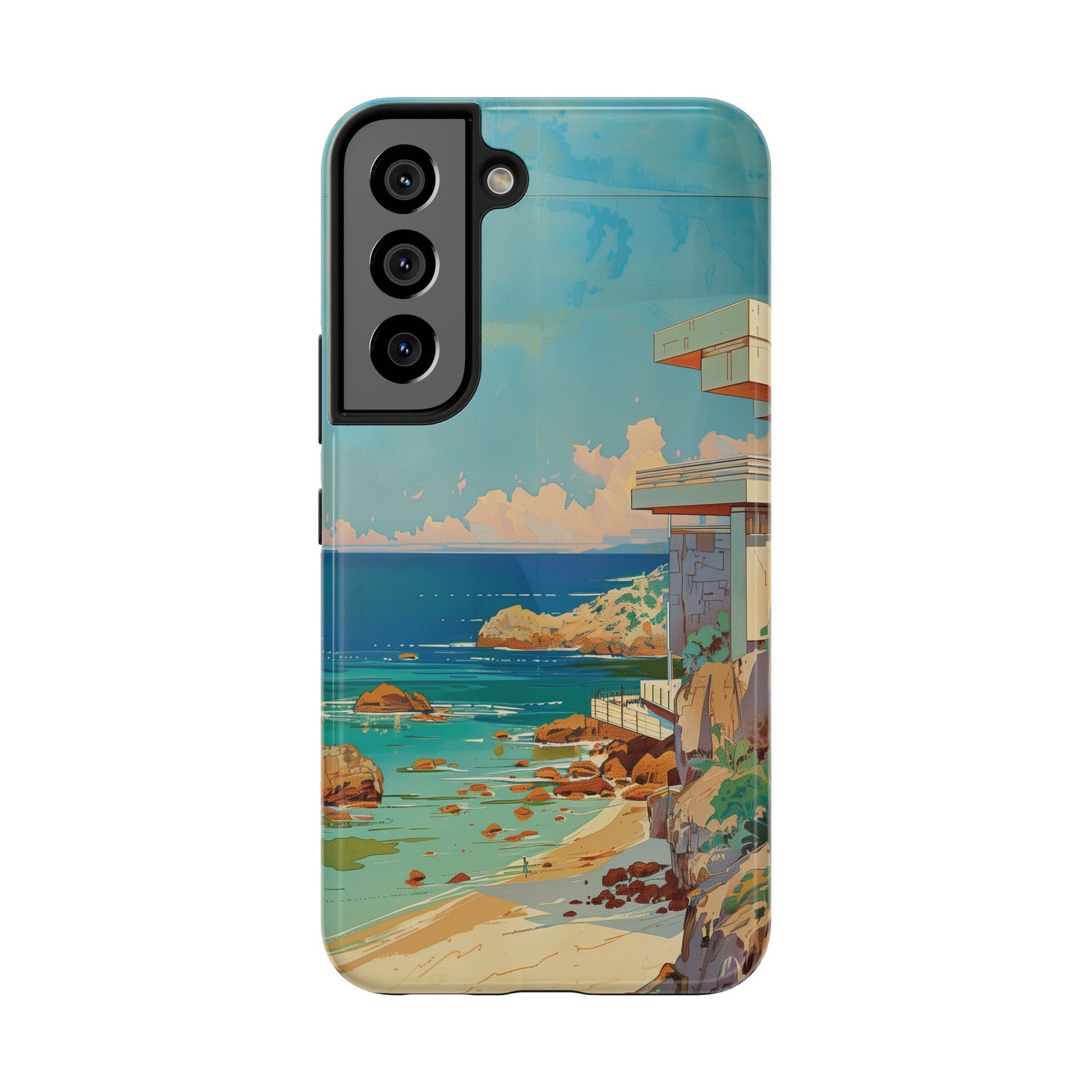 Retro Beach Scene Phone Case, Vintage Tropical Ocean iPhone Case, Summer Beach Phone Cover for iPhone, iphone 15 pro max