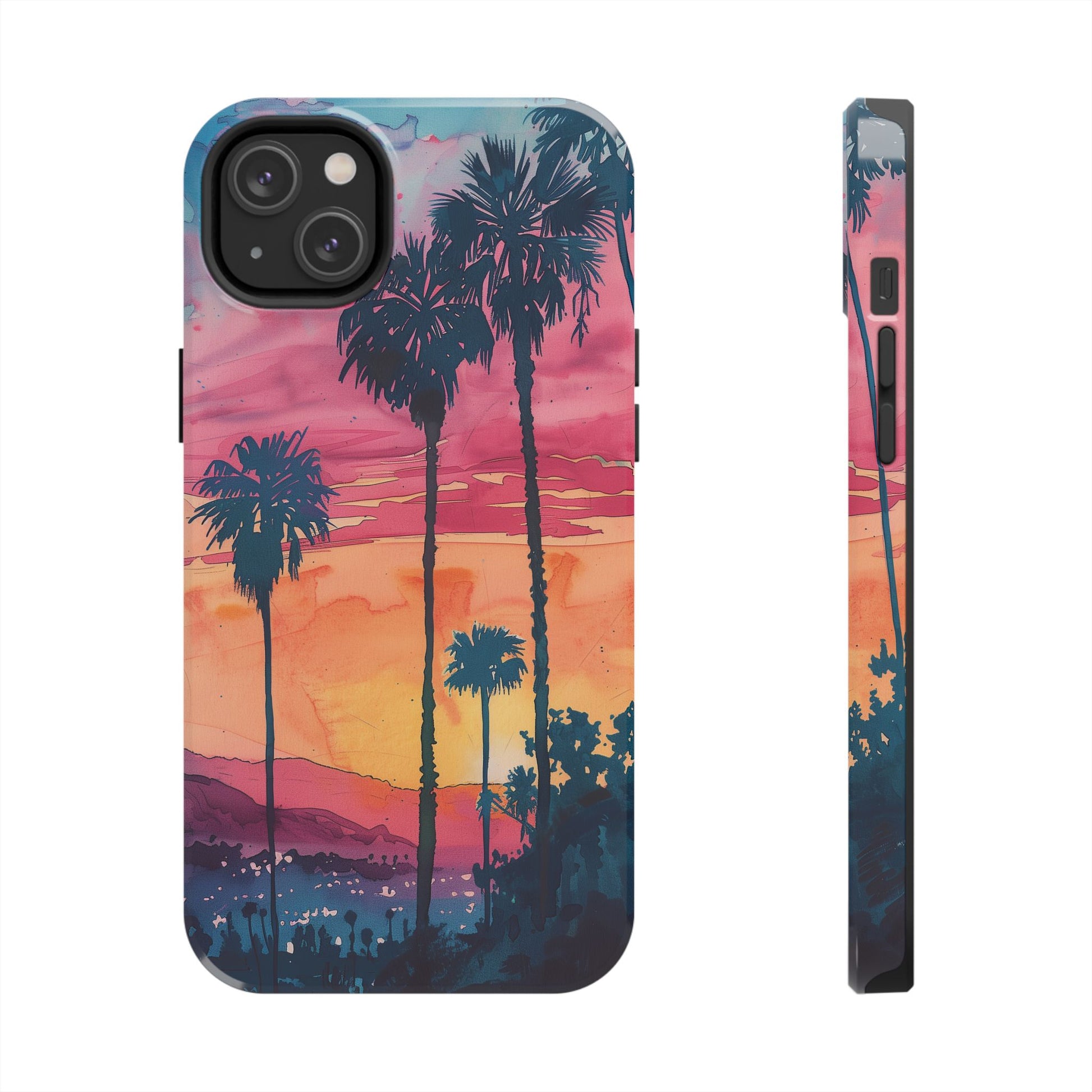 Los Angeles Sunset iPhone Case, Golden Hour Scenic View, Hollywood Hills Sunset Phone Case, Palm Trees Phone Case, iphone 15 pro max case