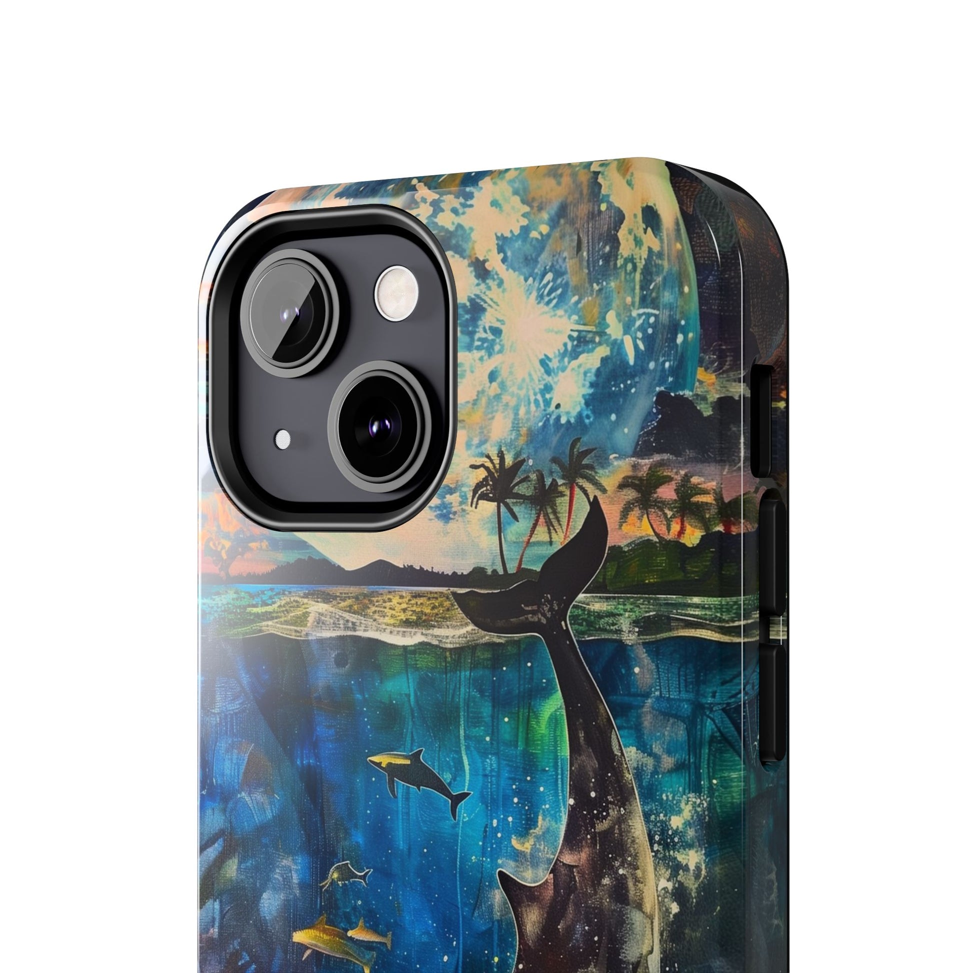 Abstract Moonlit Whale Underwater Phone Case - Durable and Stunning Protective Cover