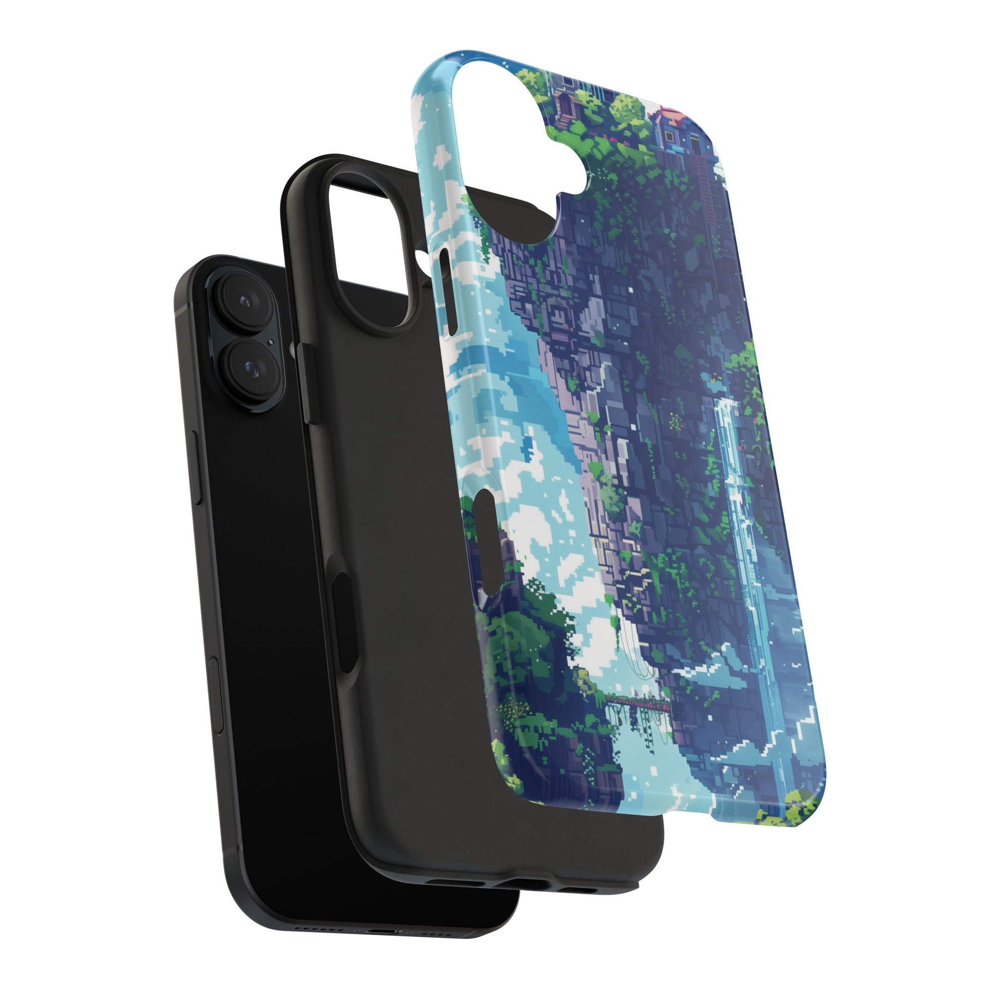 Pixel Art Video Game Landscapes Phone Case, Retro Gaming Pixelated Design, Geeky Gamer Phone Cover, Unique Video Game Art Accessories