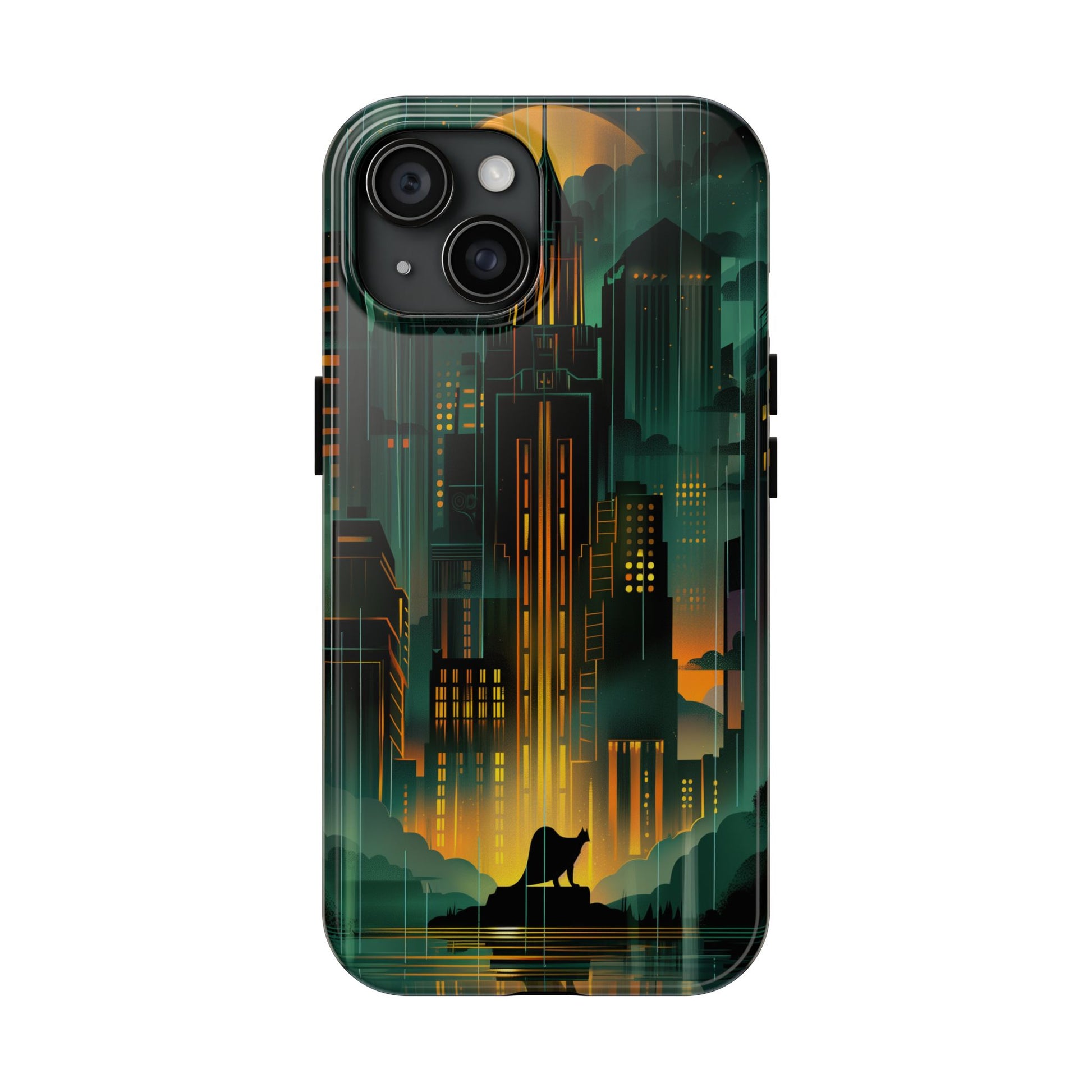 Nighttime Batman Phone Case - Gotham Art Deco Style - Noir Inspired Phone Cover - Dark Knight Accessory