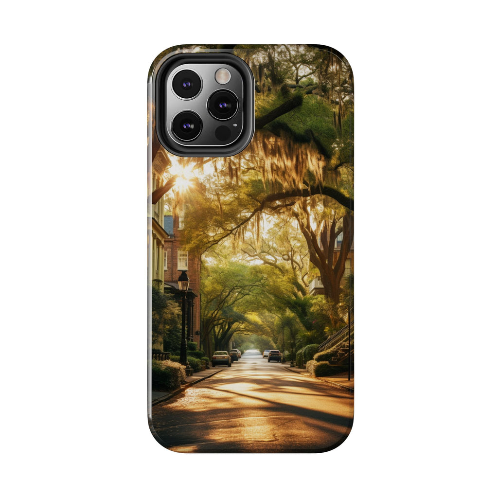 Historic Savannah Georgia Street Scene Phone Case - Unique Protective Cover for iPhone Models, Perfect Souvenir or Gift
