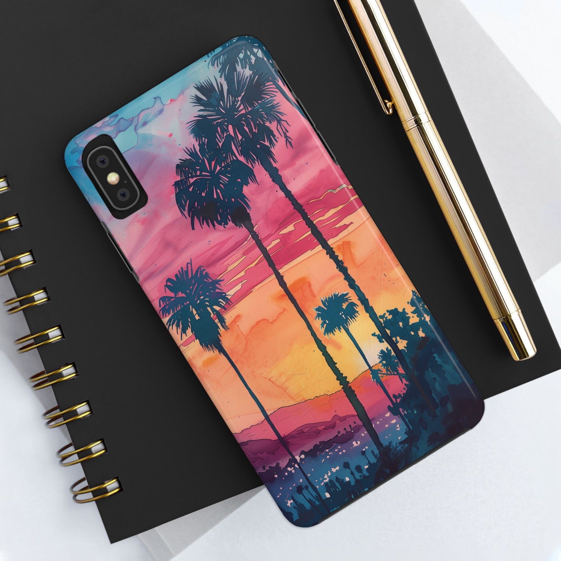 Los Angeles Sunset iPhone Case, Golden Hour Scenic View, Hollywood Hills Sunset Phone Case, Palm Trees Phone Case, iphone 15 pro max case
