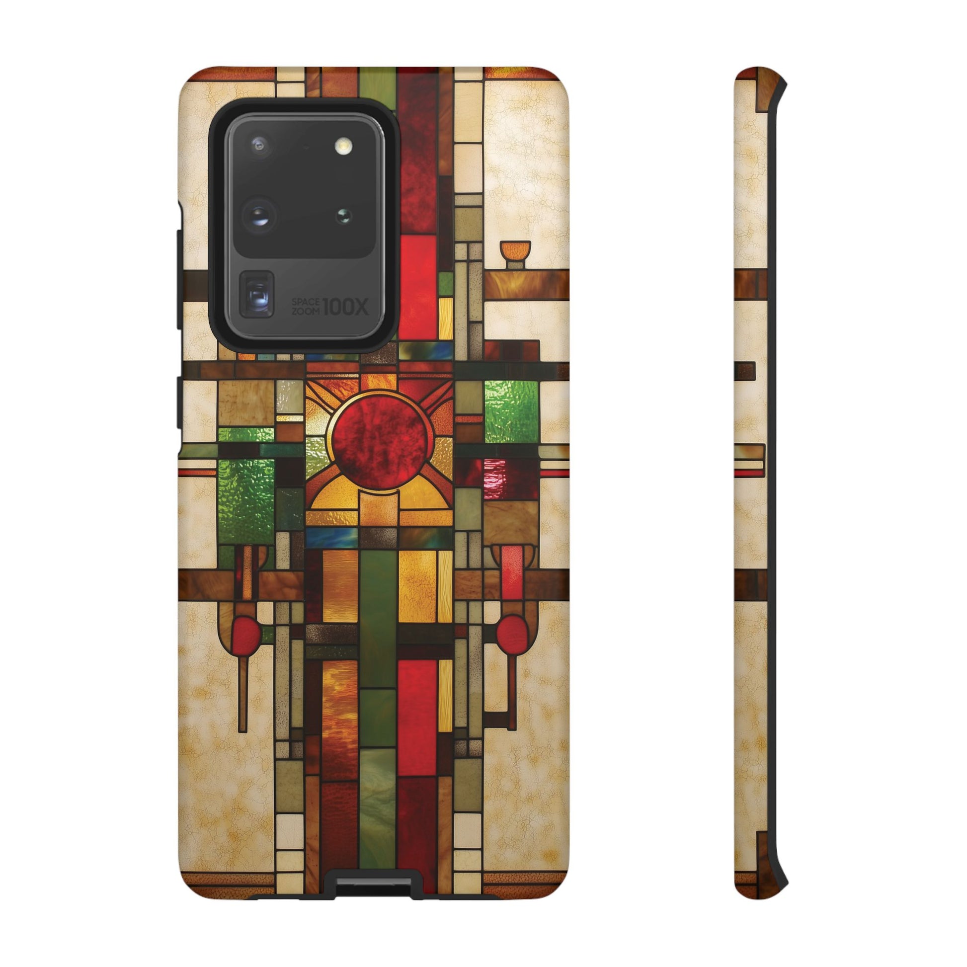 Art Deco Stained Glass Phone Case Frank Lloyd Wright Cottage Core Usonian Prairie Style Geometric Stylish  iPhone 14 15 16 Pro