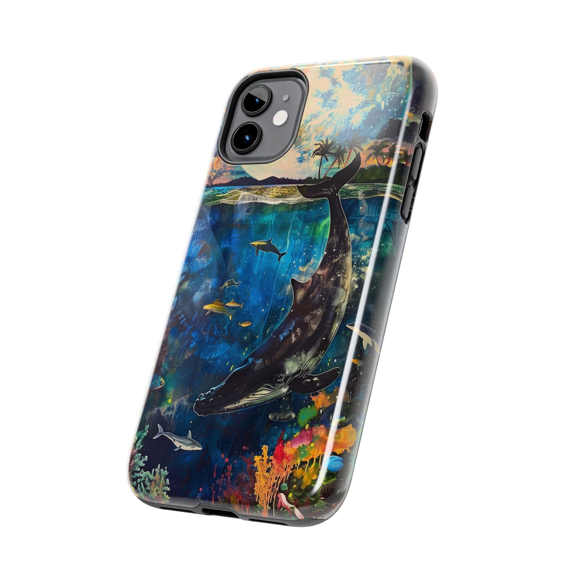 Abstract Moonlit Whale Underwater Phone Case - Durable and Stunning Protective Cover
