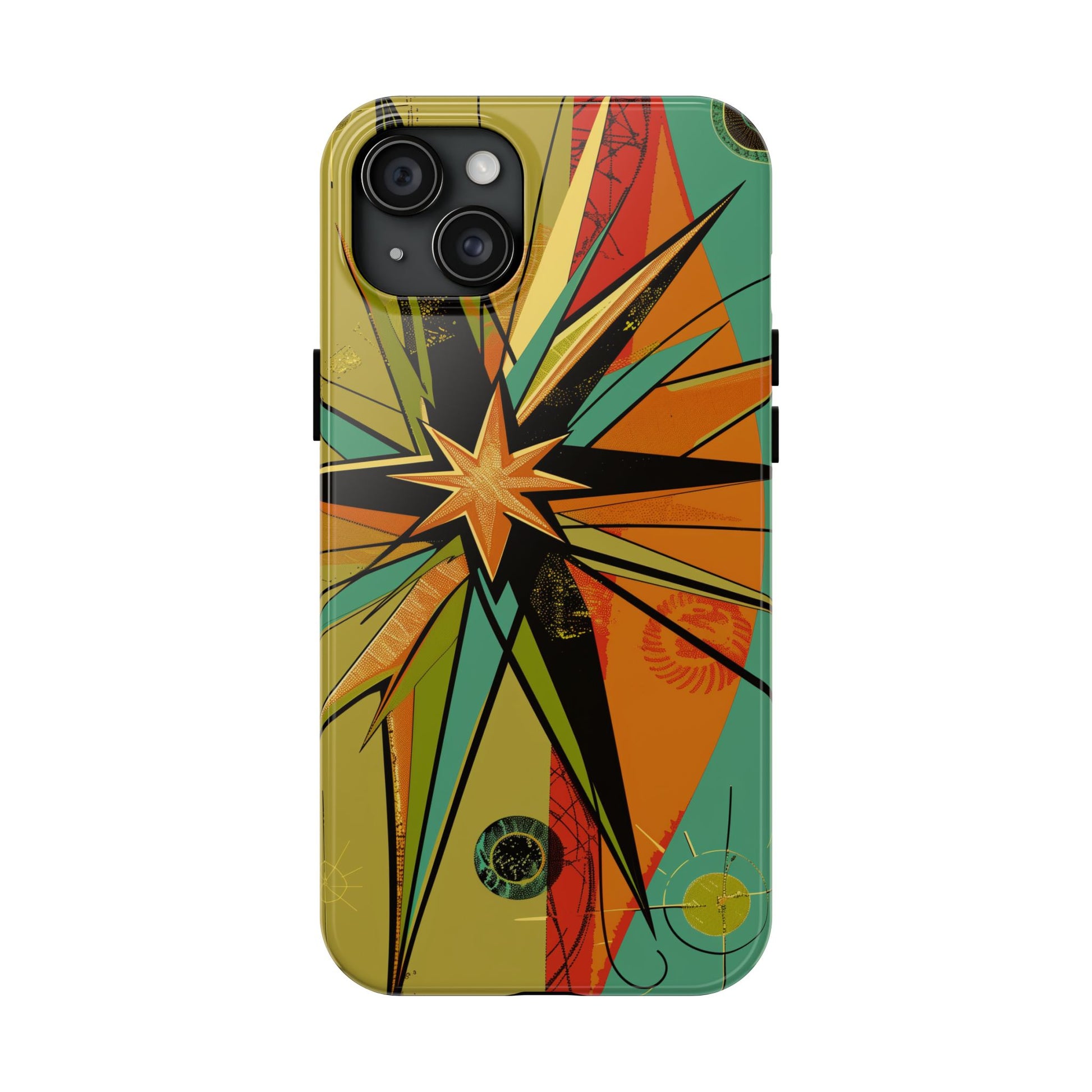 Mid Century Modern Star Design Phone Case, Earth Tone Colors, Retro Style Smartphone Cover, Vintage Phone Case, iPhone 14 Case, Apple iPhone