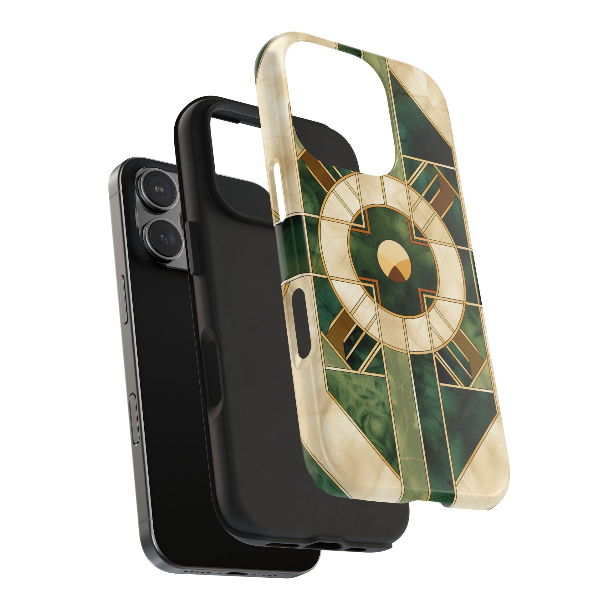 Green Frank Lloyd Wright Inspired Phone Case - Geometric Elegance for iPhone Models