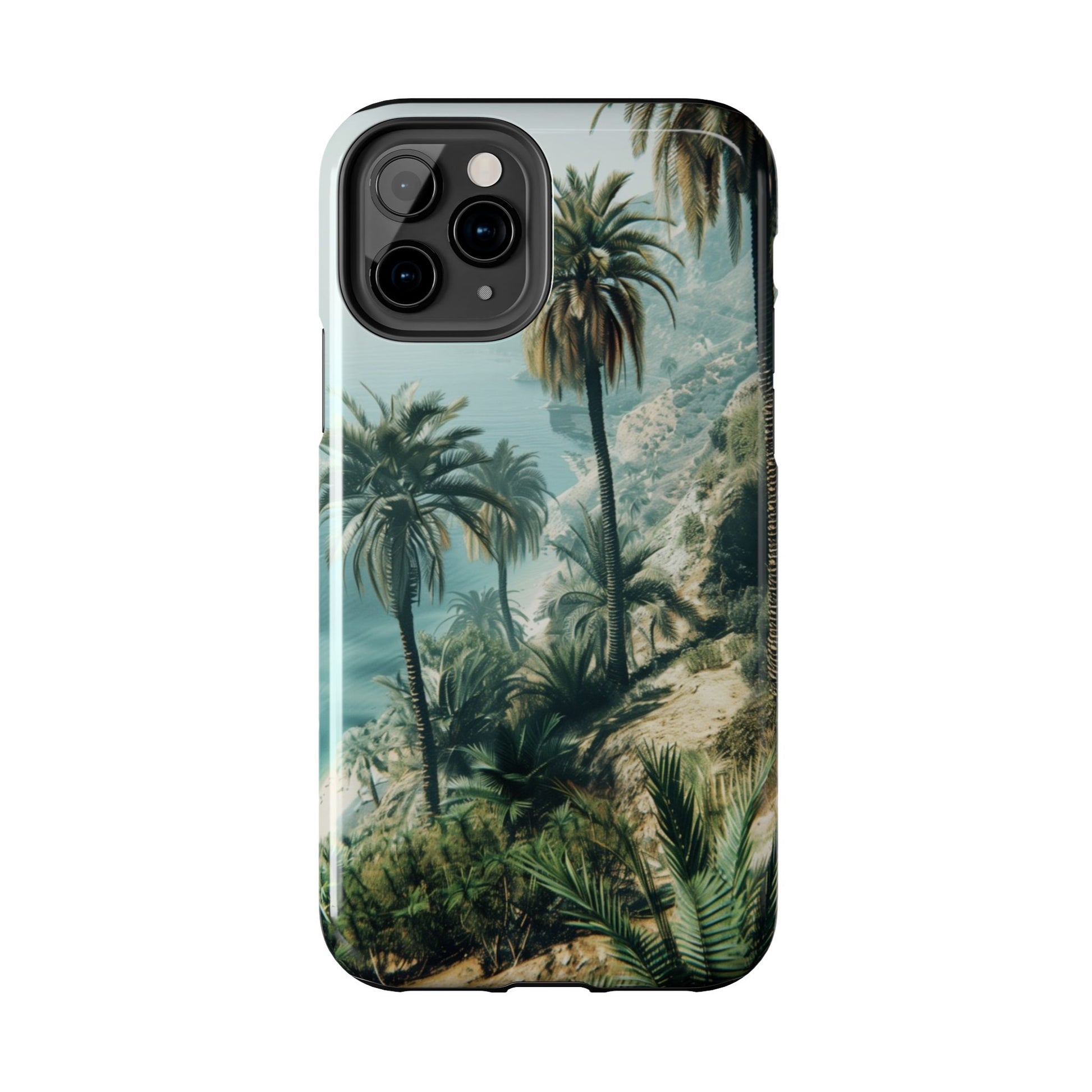 Coastal Breeze: Durable iPhone Case with Ocean View and Palm Trees