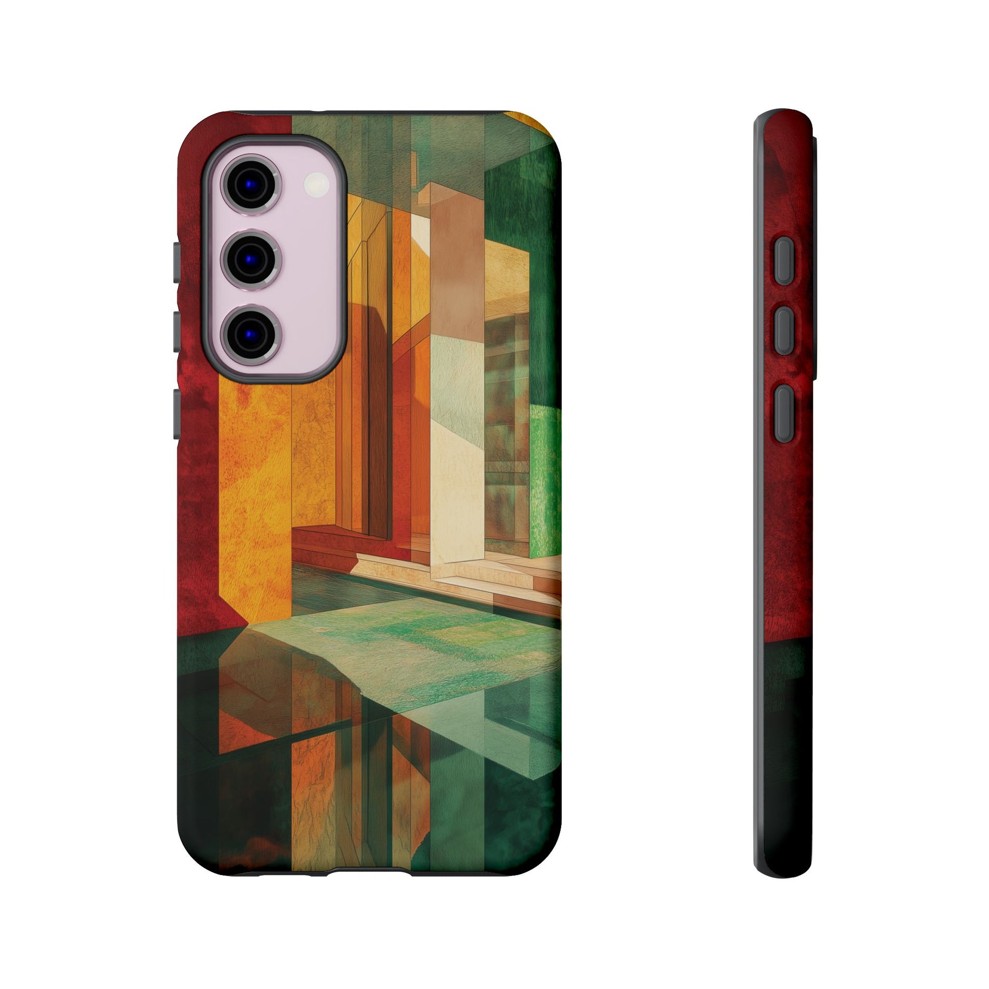 Art Deco Frank Lloyd Wright Inspired Usonian Phone Case Geometric Stained Glass Art Deco Marble Gold 13 14 15 16 iPhone Pro Max Galaxy Pixel
