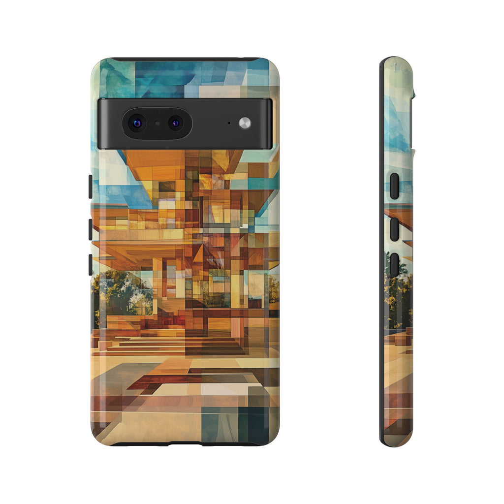 Frank Lloyd Wright Inspired Prairie Usonian Phone Case Geometric Stained Glass Art Deco Marble Gold 13 14 15 16 iPhone Pro Max Galaxy Pixel