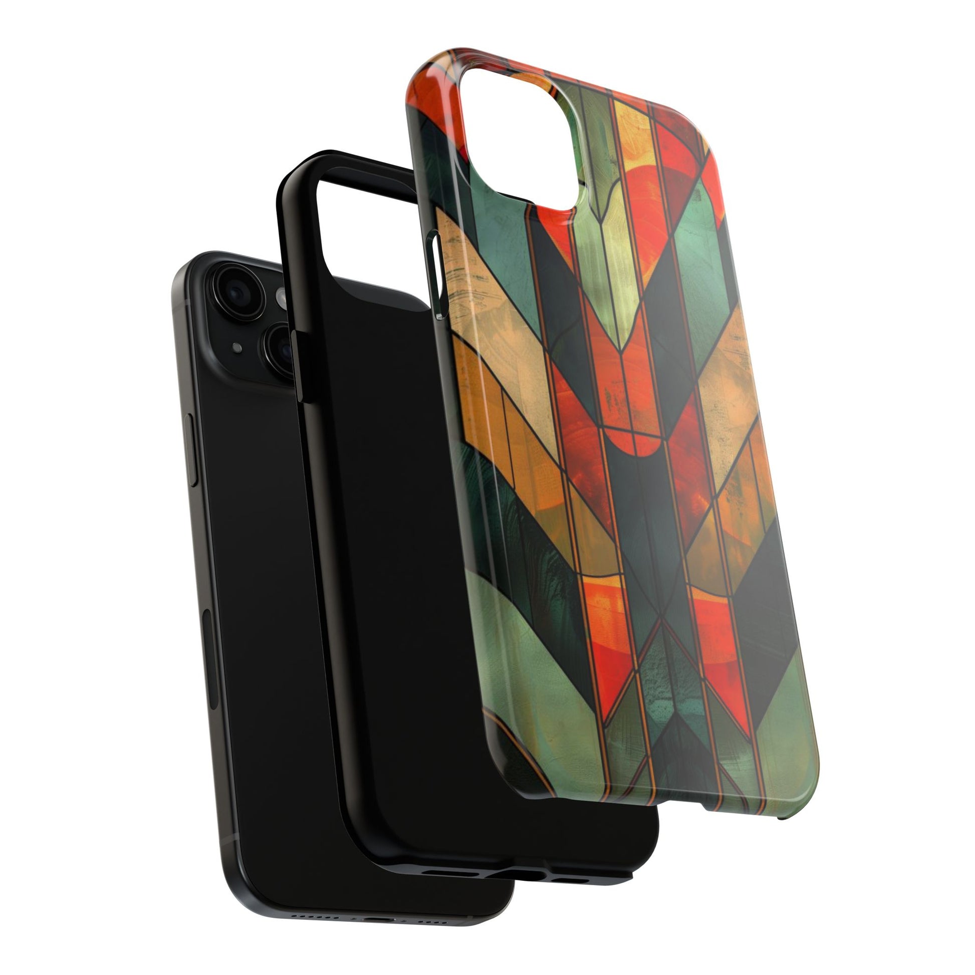 Noir Art Deco Colorful Stained Glass - Durable Dual Layer Iphone Case - Architect Phone Case