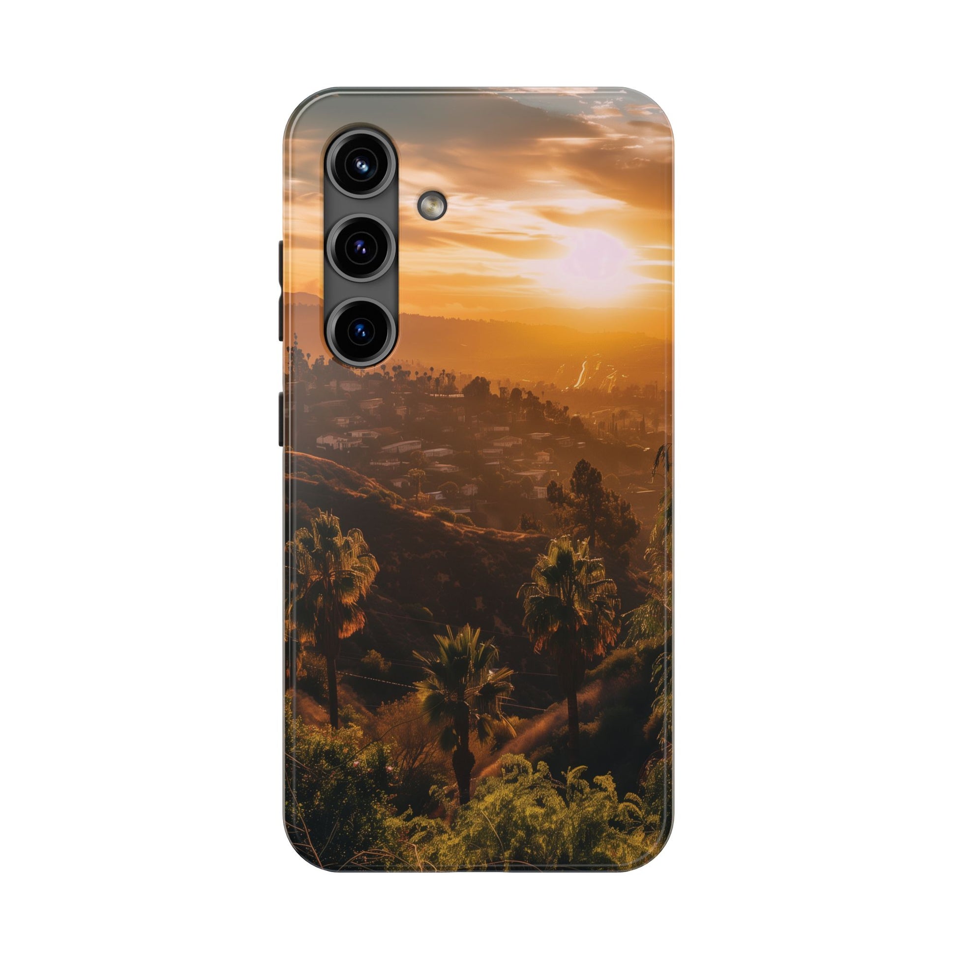 Los Angeles Sunset iPhone Case, Golden Hour Scenic View, Hollywood Hills Sunset Phone Case, Palm Trees Phone Case, iphone 15 pro max case