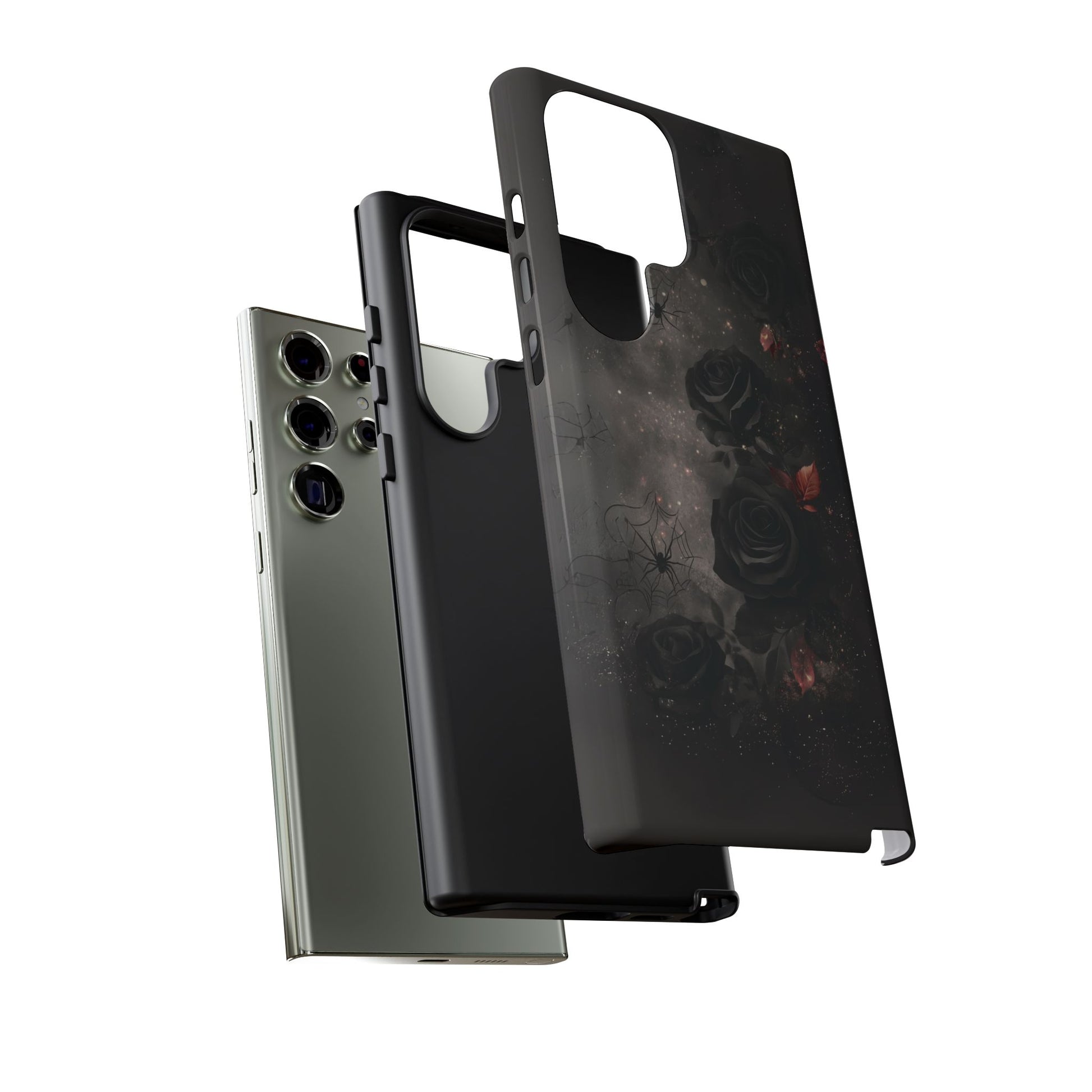 Gothic Floral Phone Case Dark Academia Black Roses Spider Webs Space Witchcraft Night Sky iPhone 13 14 15 16 Pro Max Galaxy Pixel