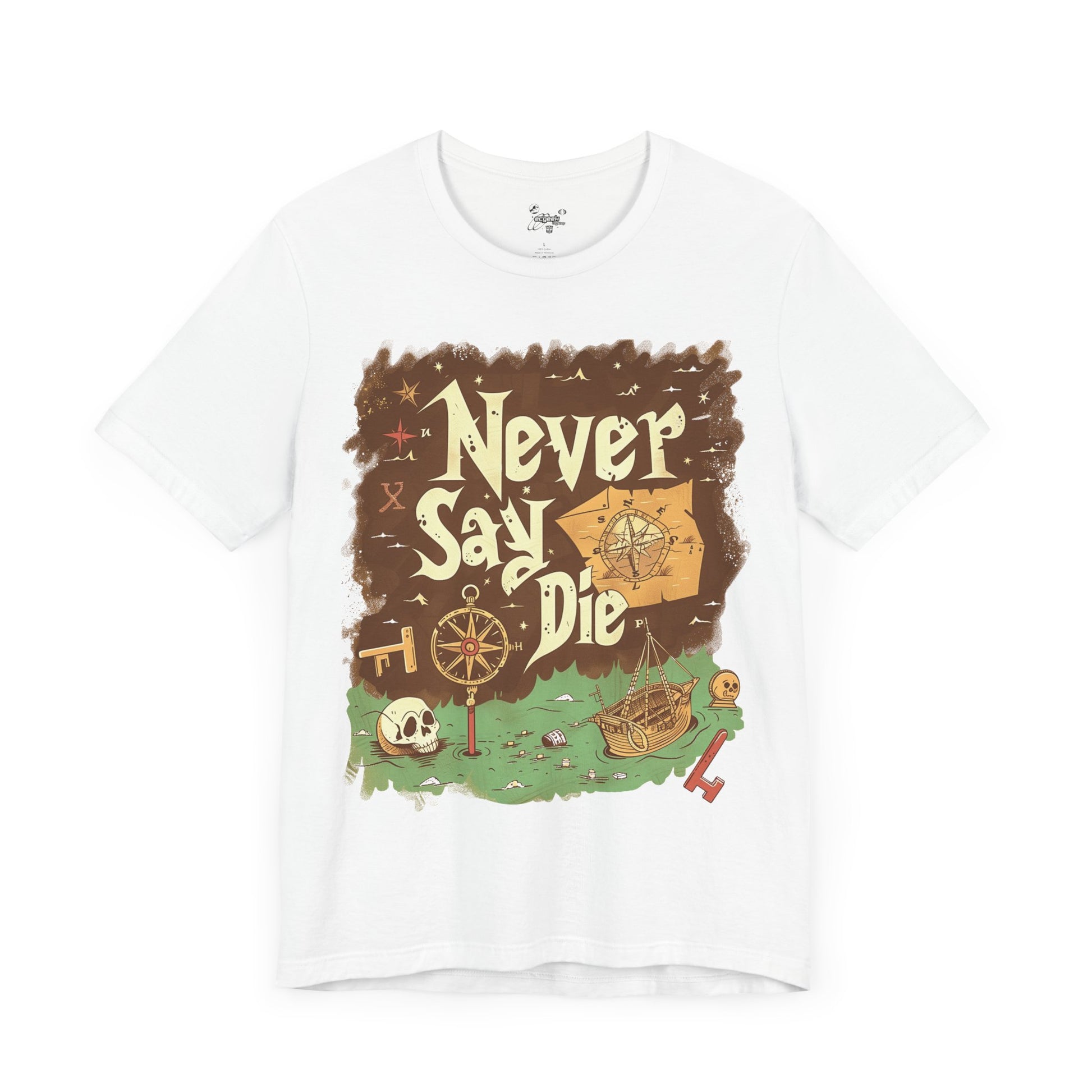 Never Say Die Goonies Inspired Treasure Hunt Shirt Pirate Map Graphic Tee Retro Movie Shirt 80s Movie Lovers