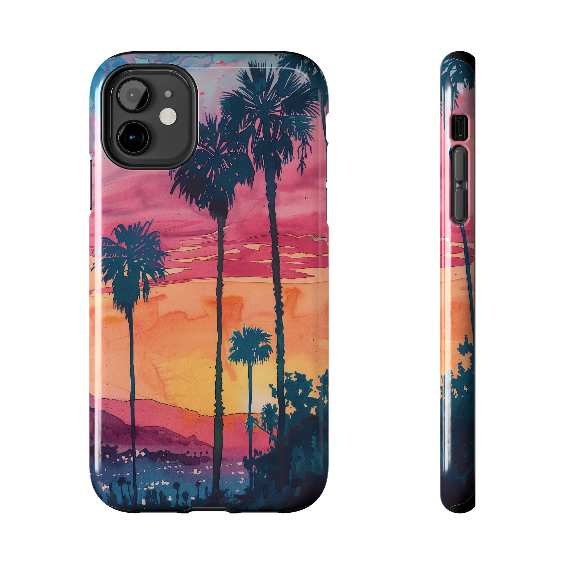 Los Angeles Sunset iPhone Case, Golden Hour Scenic View, Hollywood Hills Sunset Phone Case, Palm Trees Phone Case, iphone 15 pro max case