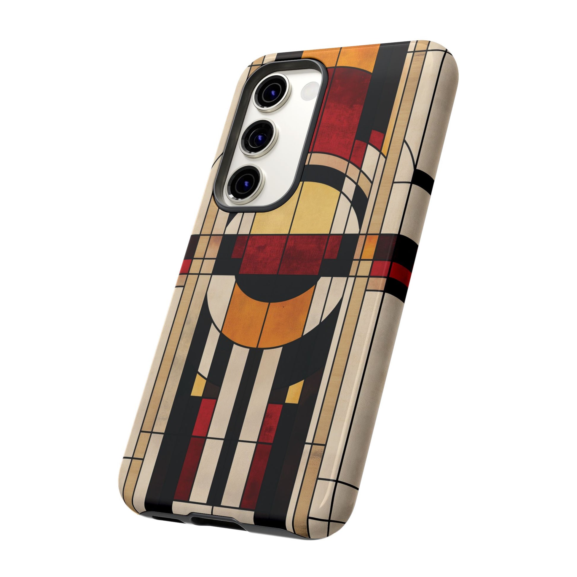 Stained Glass Frank Lloyd Wright Inspired Art Deco Southwest Prairie Style Phone Case Geometric 13 14 15 16 iPhone Pro Max Galaxy Pixel