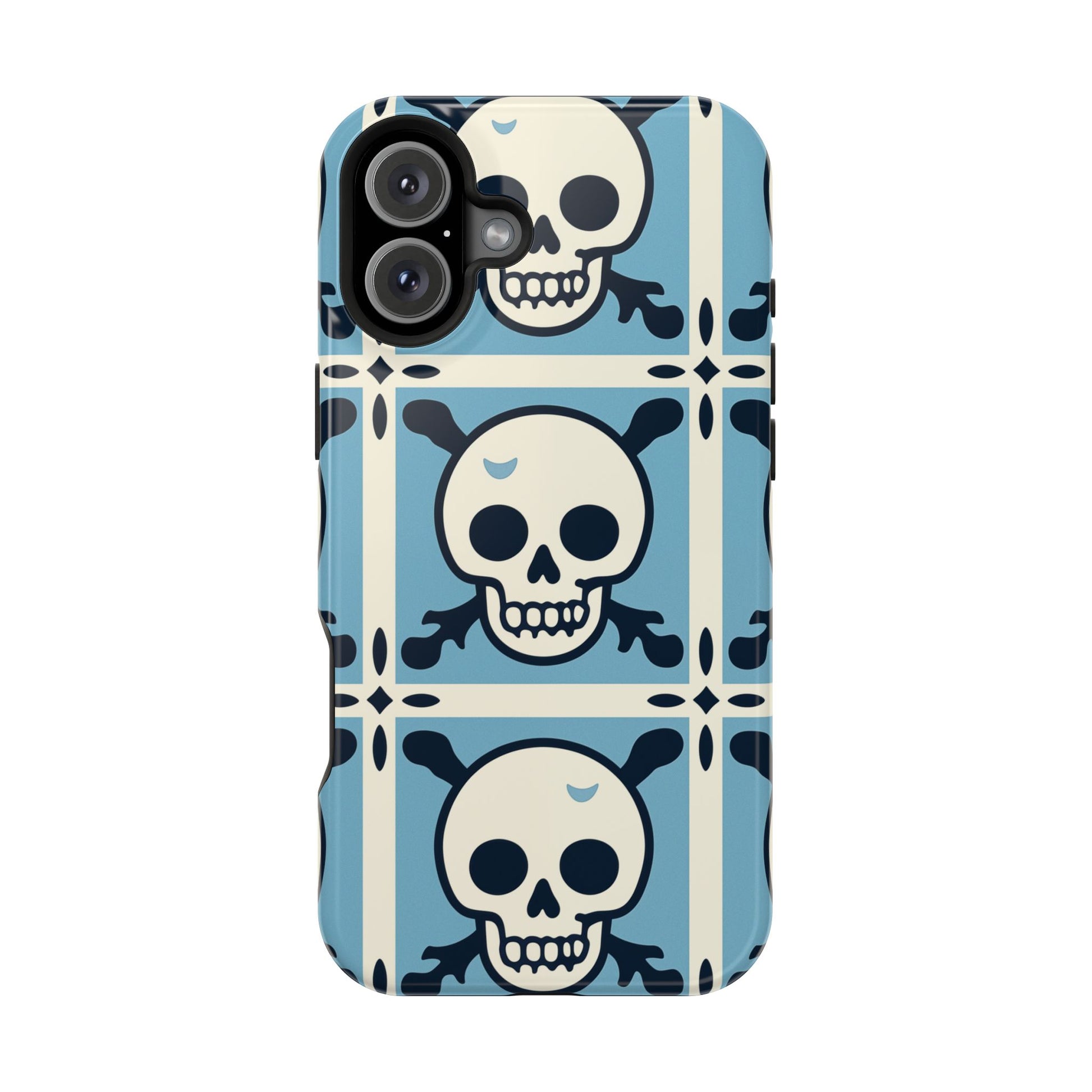 Cute Skull Phone Case Sugar Skull Ghingham Impact-Resistant Cover Goth Skull, Halloween Gift iphone 13 14 15 16 Pro Max