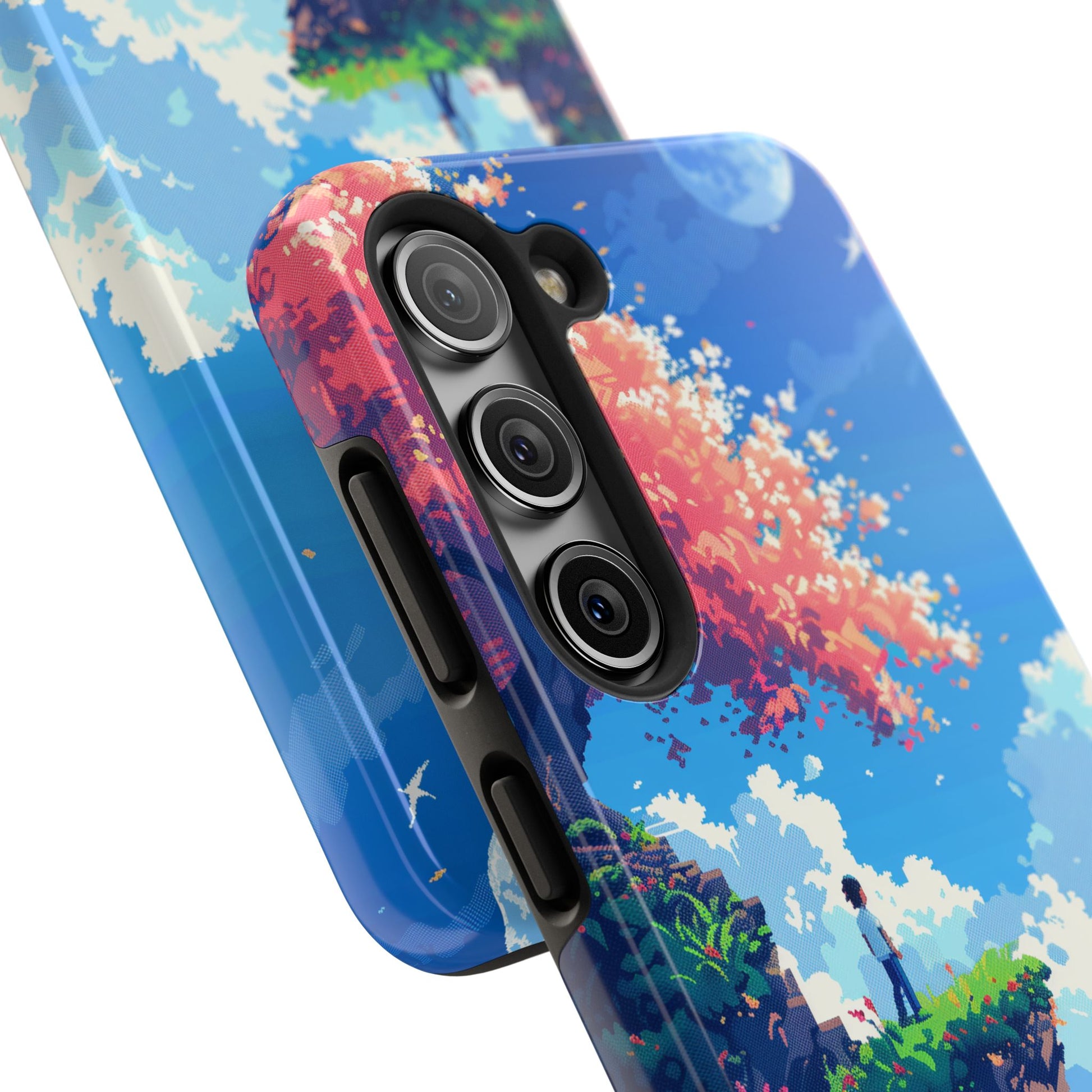Pixel Art Video Game Landscapes Phone Case, Retro Gaming Pixelated Design, Geeky Gamer Phone Cover, Unique Video Game Art Accessories