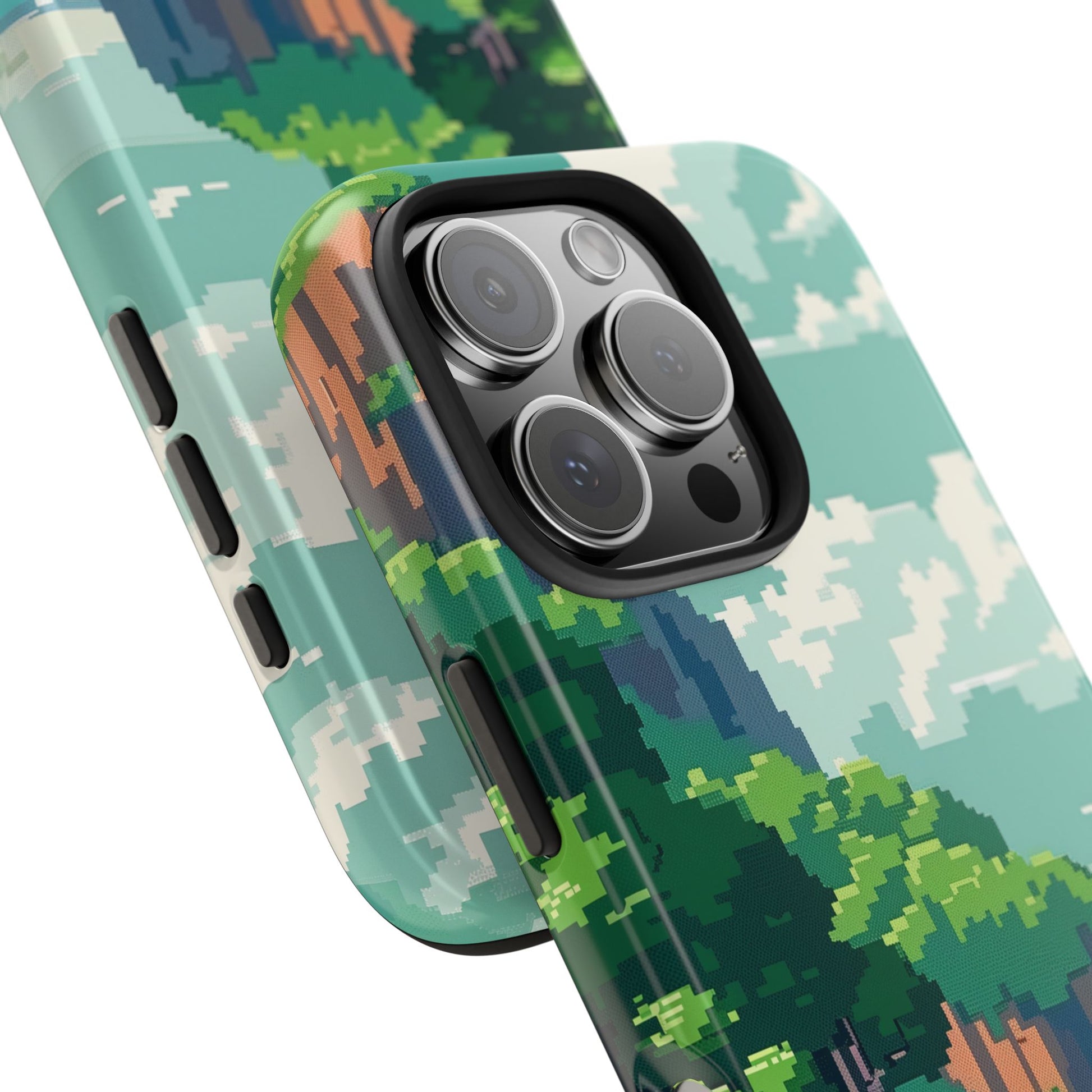 Pixel Art Video Game Landscapes Phone Case, Retro Gaming Pixelated Design, Geeky Gamer Phone Cover, Unique Video Game Art Accessories