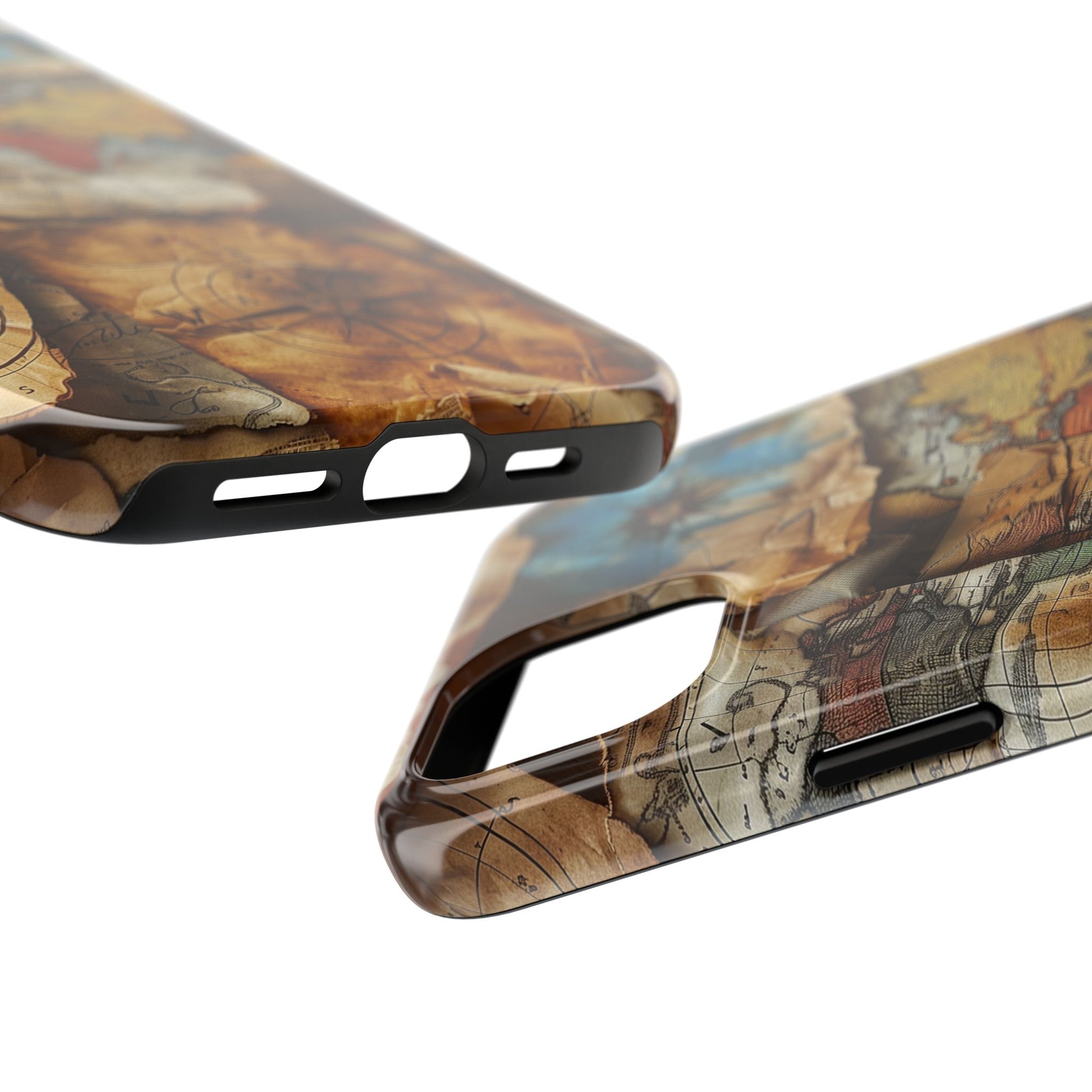 Double Layer Map Phone Case - Protective Phone Case Vintage Map Design - Durable Dual Layer Case with Map Print - Travel Inspired Phone Case