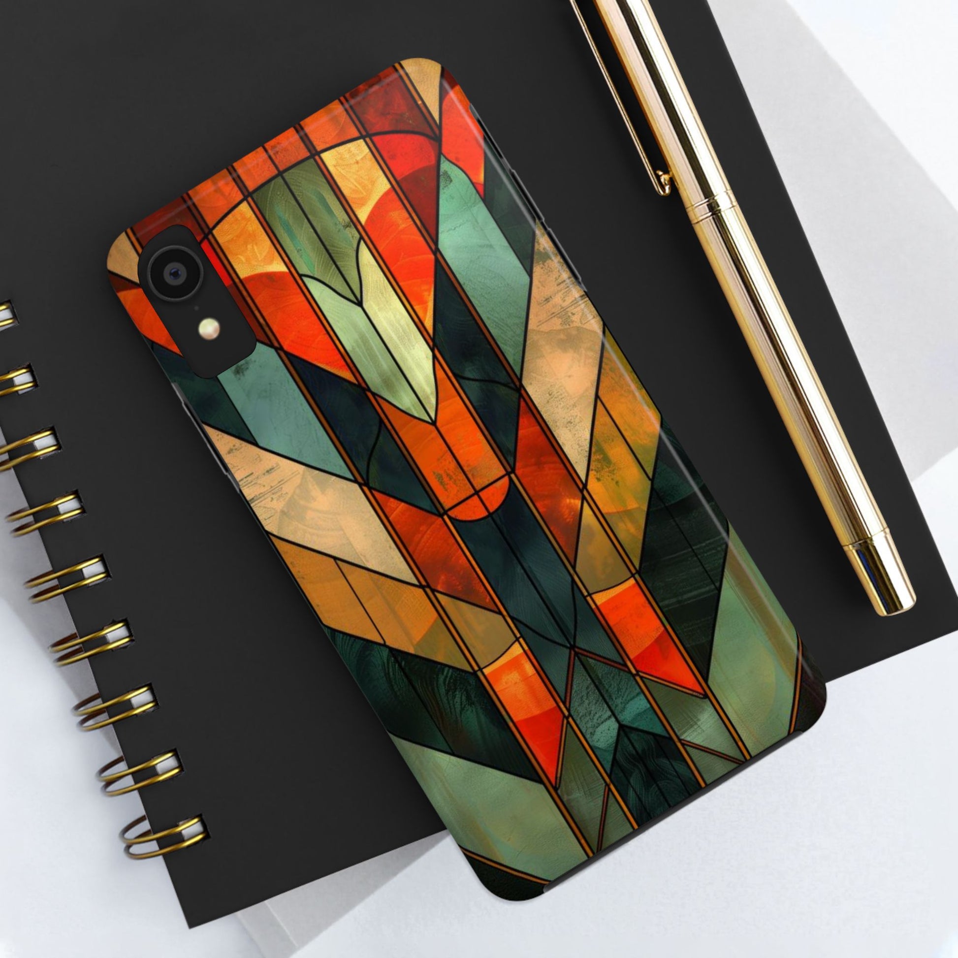 Noir Art Deco Colorful Stained Glass - Durable Dual Layer Iphone Case - Architect Phone Case