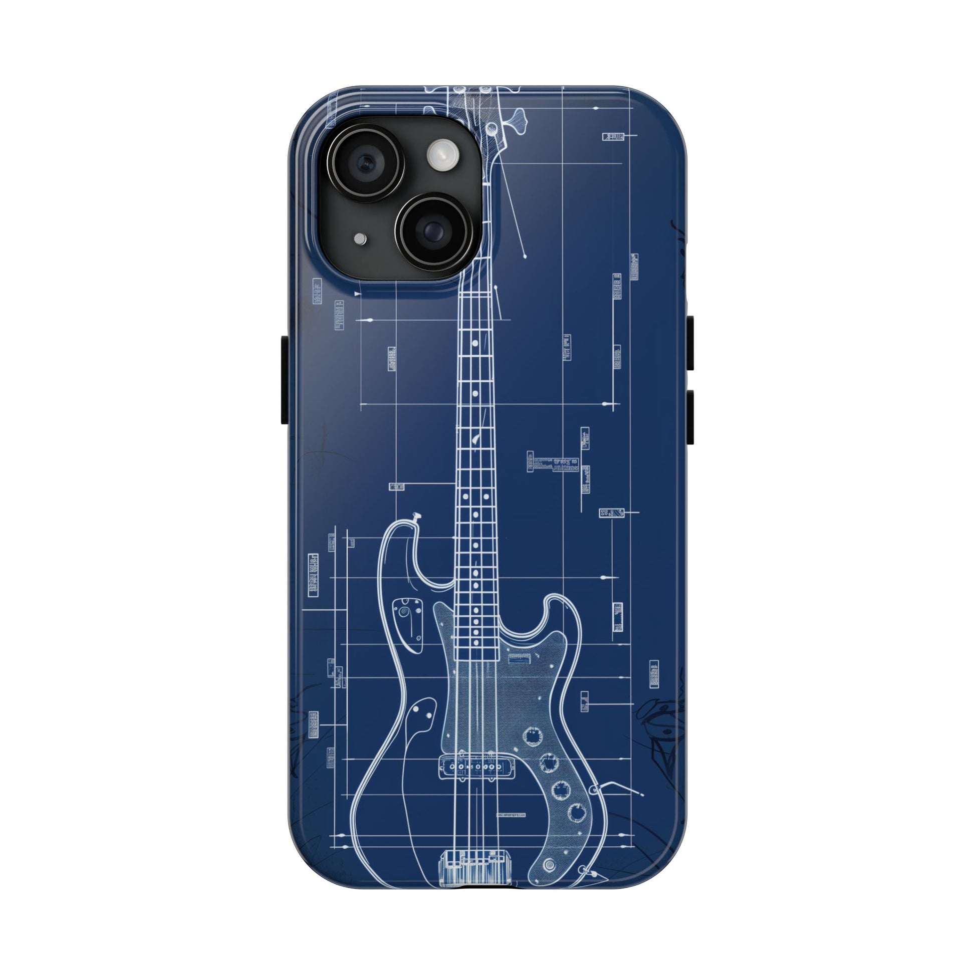 Guitar Phone Case Blueprint Schematic Vintage Custom Design Fender Gibson Rickenbacker Custom Rock Music Phone Accessories Musician Gift