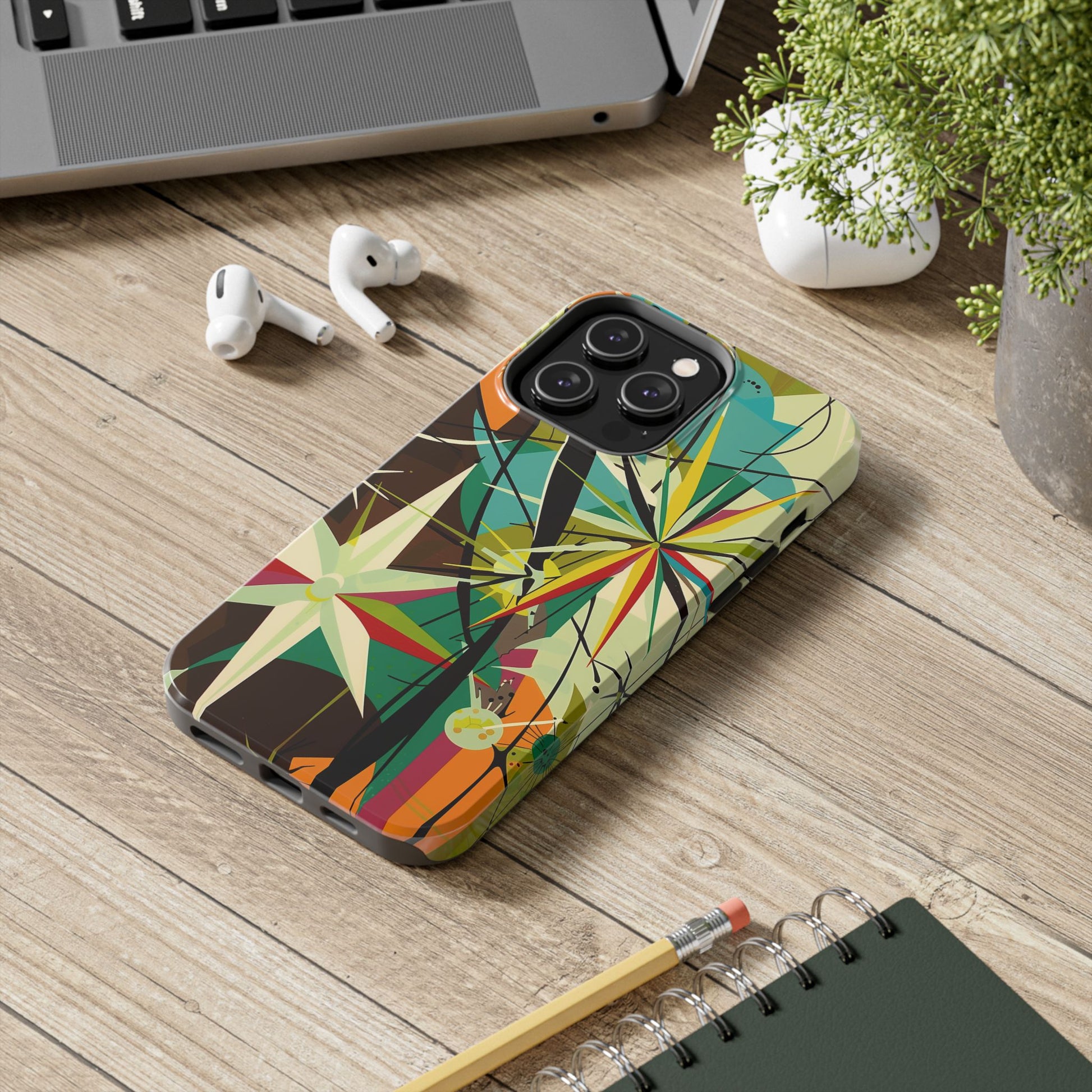 Mid Century Modern Star Design Phone Case, Earth Tone Colors, Retro Style Smartphone Cover, Vintage Phone Case, iPhone 14 Case, Apple iPhone