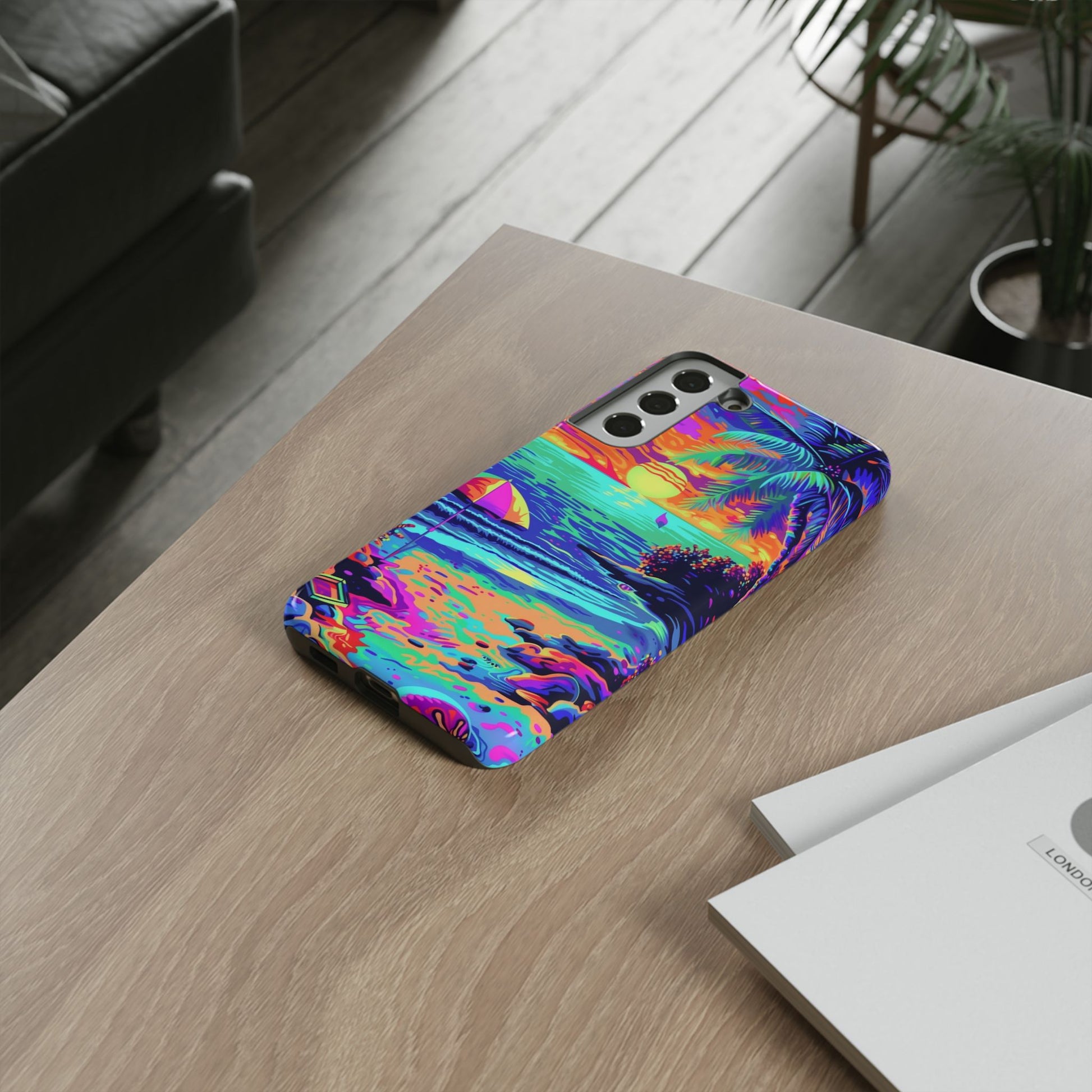 Beach Bliss: Durable Android Phone Case with Lisa Frank Style