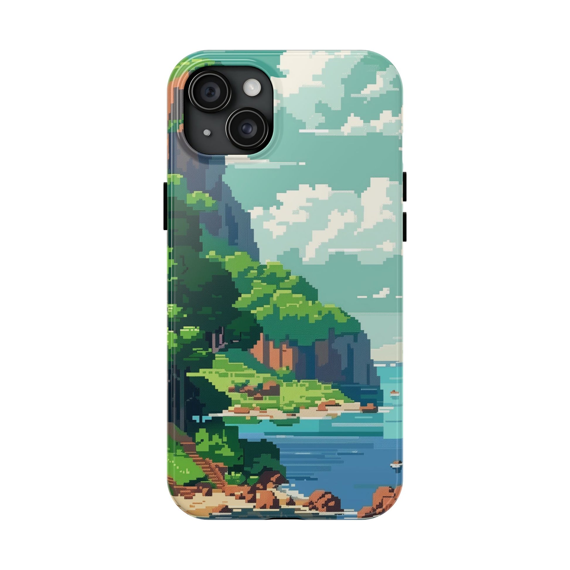 Pixel Art Video Game Landscapes Phone Case, Retro Gaming Pixelated Design, Geeky Gamer Phone Cover, Unique Video Game Art Accessories
