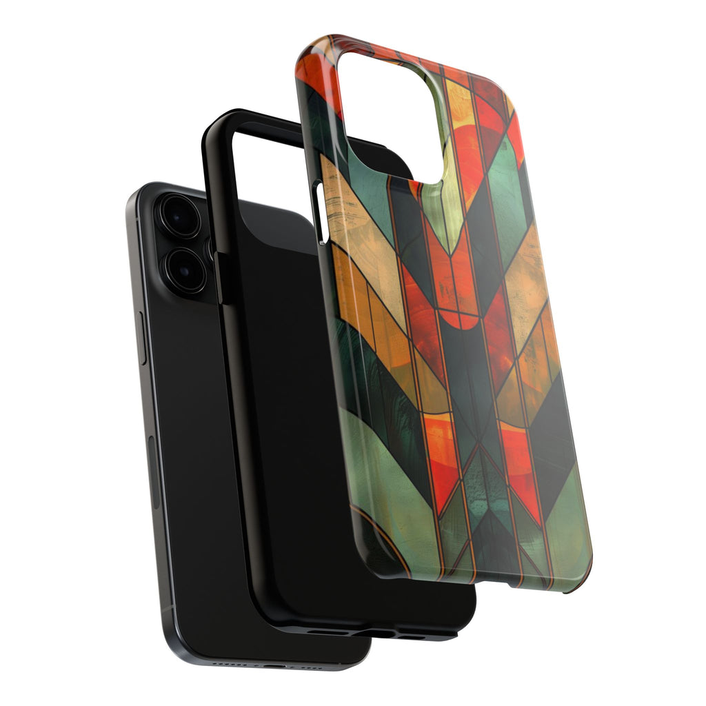 Noir Art Deco Colorful Stained Glass - Durable Dual Layer Iphone Case - Architect Phone Case