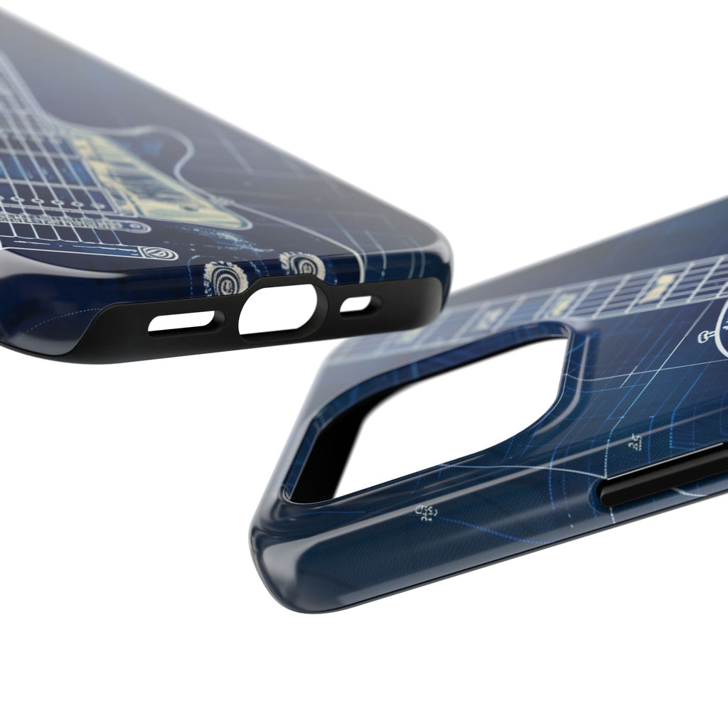 Guitar Phone Case, Guitar Blueprint iPhone Cover, Vintage Guitar Design, Custom iPhone Covers, Rock Music Phone Accessories, Musician Gift