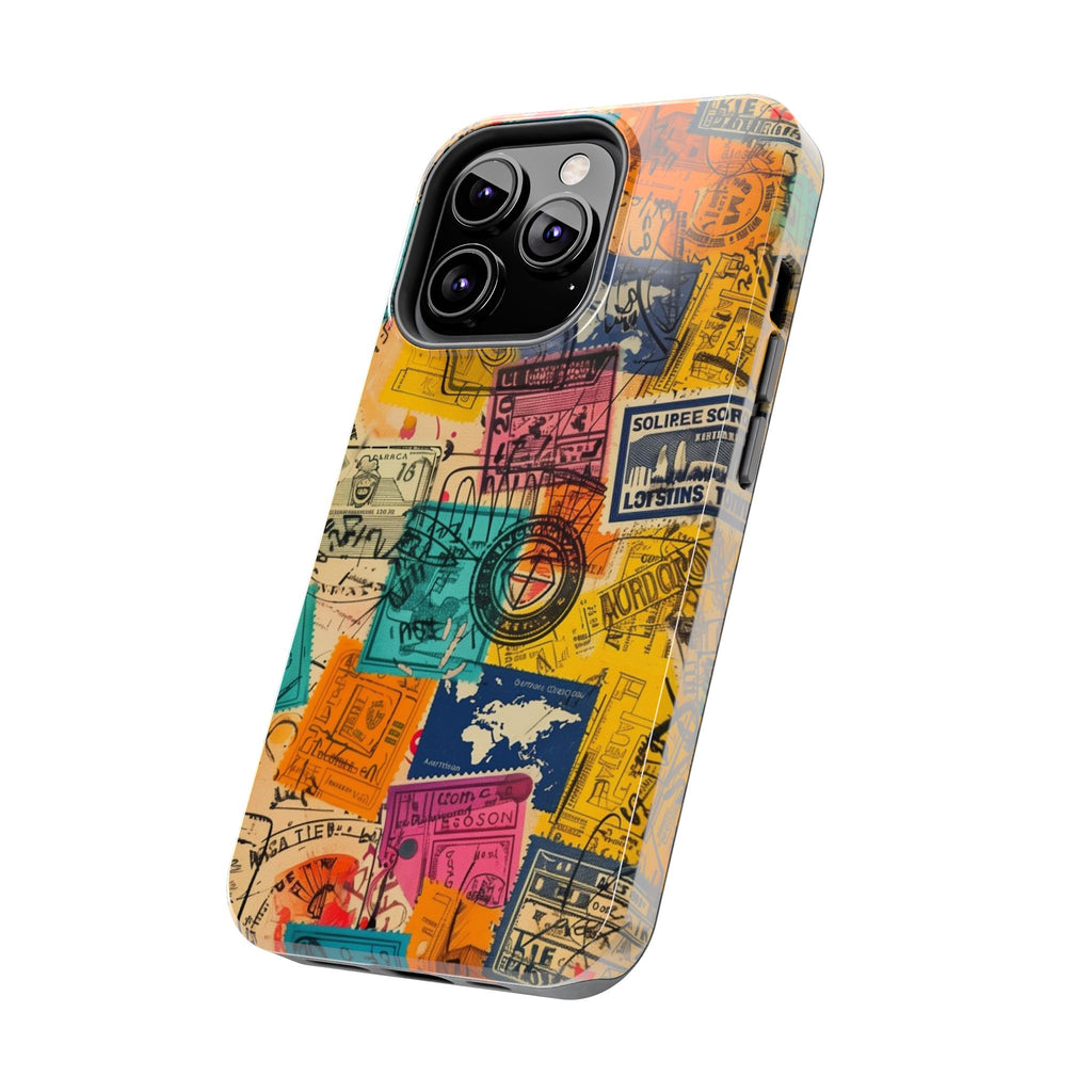 Travel Stamps Tough Case - Durable iPhone case Vintage Travel Stamps Design - Adventure Inspired Case - Protective Global Destination Prints