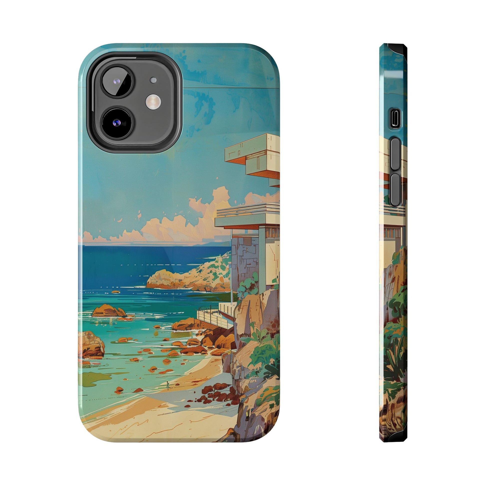 Retro Beach Scene Phone Case, Vintage Tropical Ocean iPhone Case, Summer Beach Phone Cover for iPhone, iphone 15 pro max